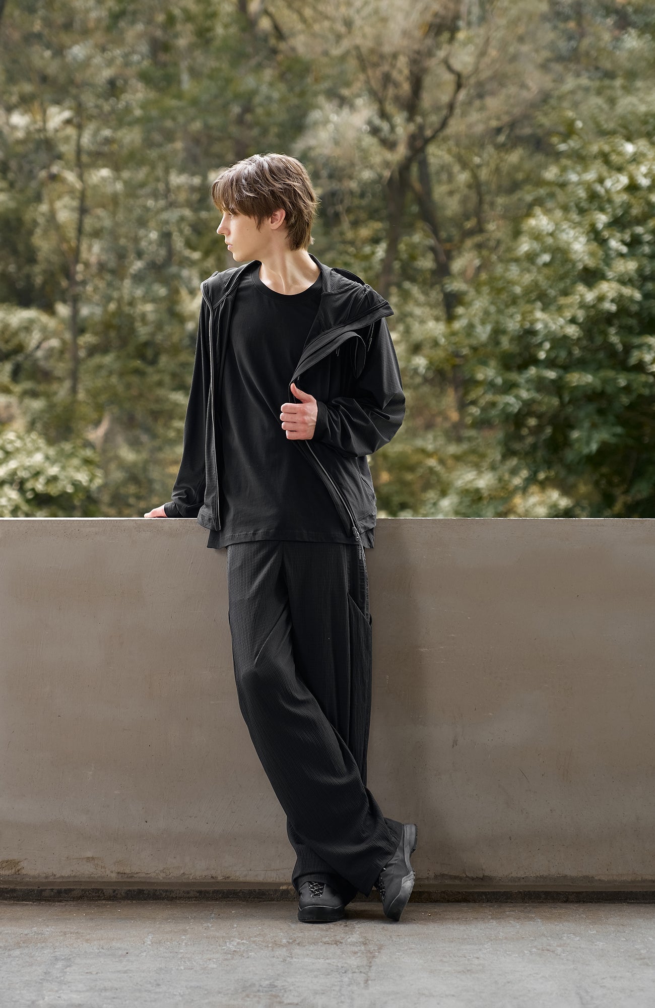 MOITIEDEPETALE Seersucker Curved Pleated Trousers-Pants-XS-Free Shipping Leatheretro