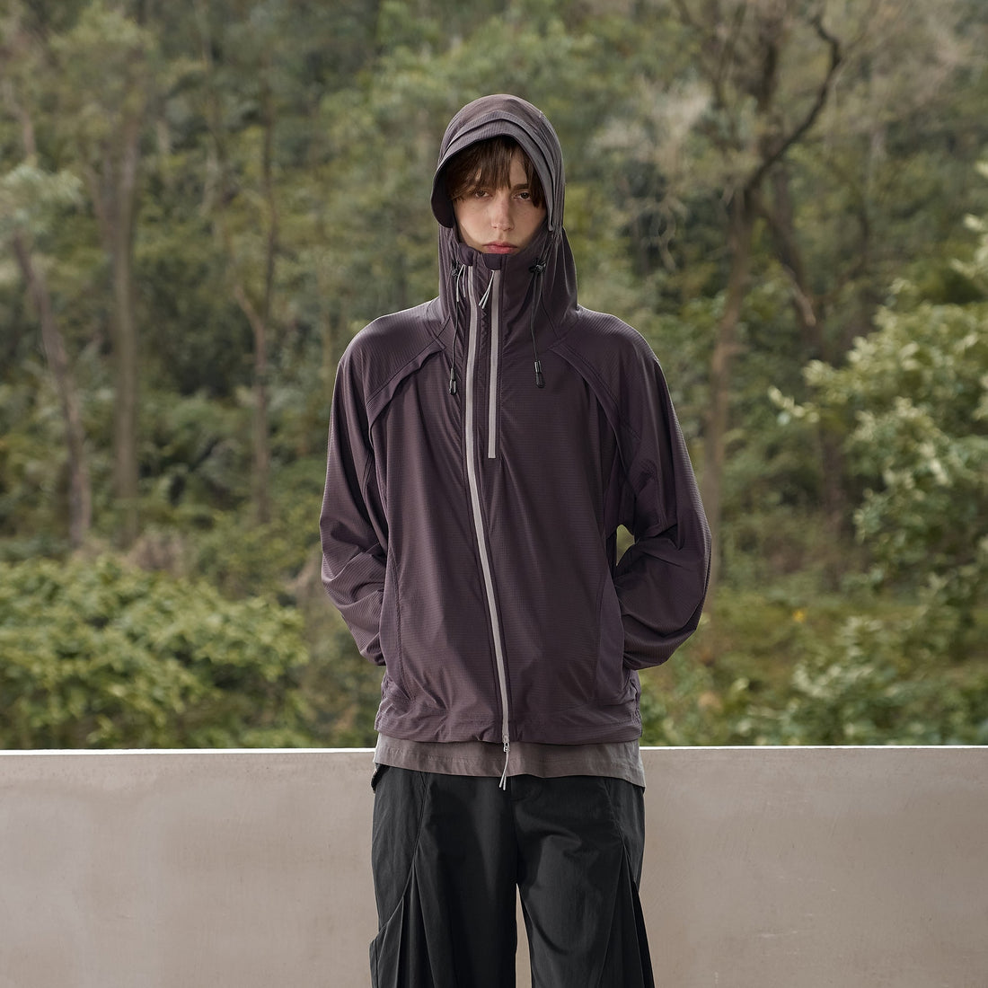 MOITIEDEPETALE Dual-Zip Cooling UV Protection Hooded Jacket-Jacket-XS-Purple-Free Shipping Leatheretro