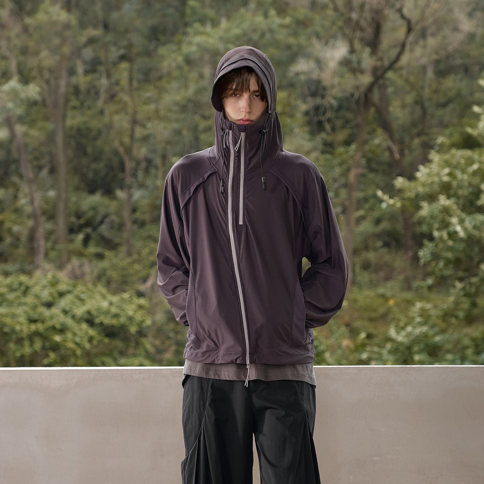 MOITIEDEPETALE Dual-Zip Cooling UV Protection Hooded Jacket-Jacket-XS-Purple-Free Shipping Leatheretro