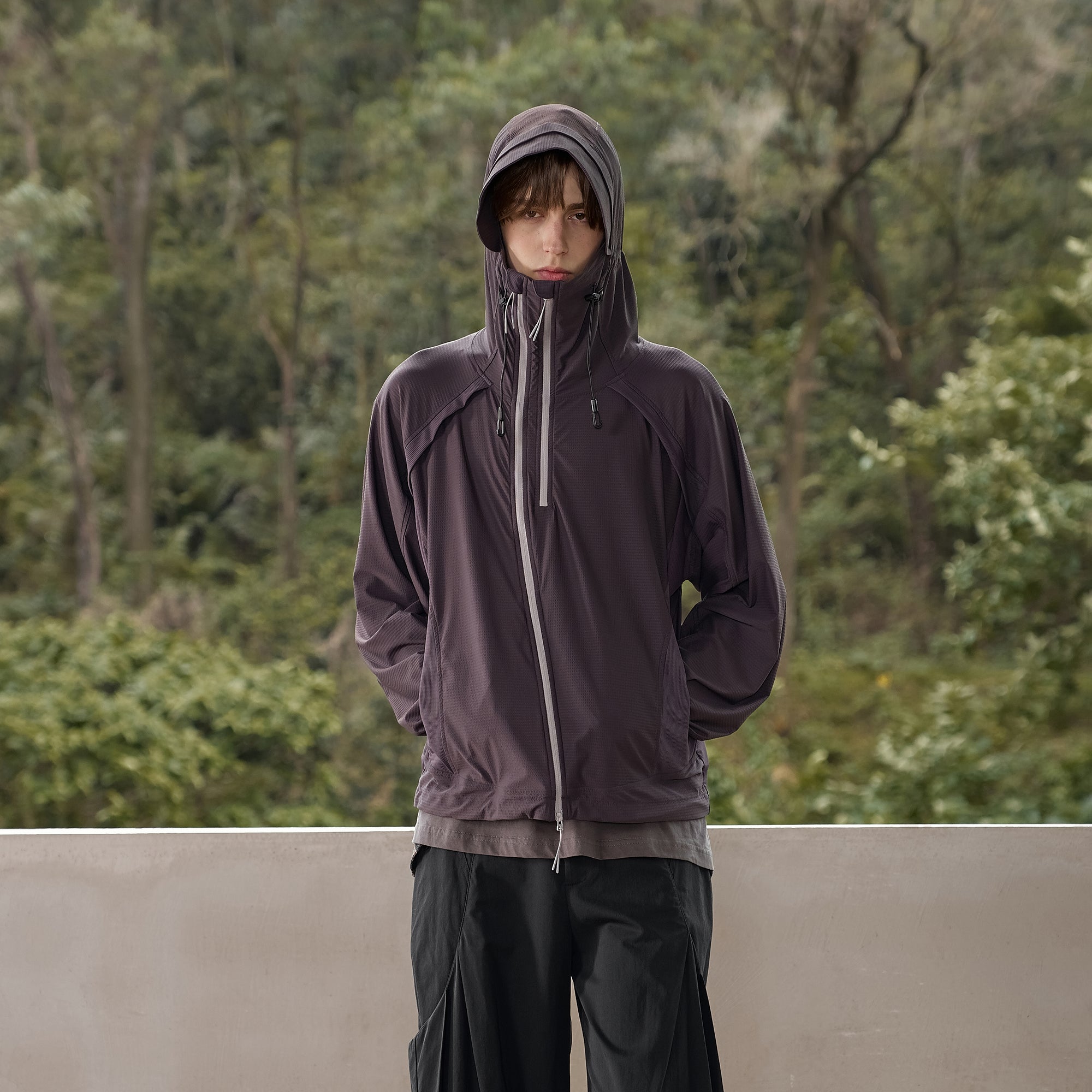 MOITIEDEPETALE Dual-Zip Cooling UV Protection Hooded Jacket-Jacket-XS-Purple-Free Shipping Leatheretro