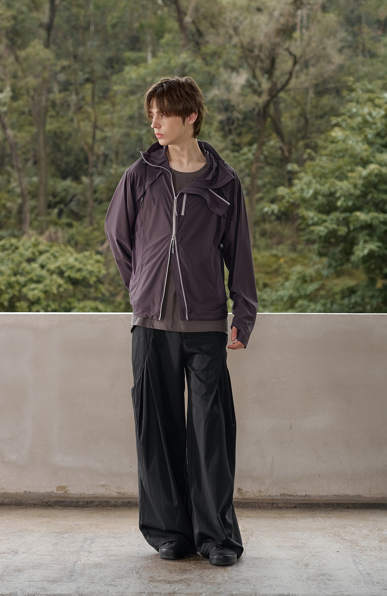 MOITIEDEPETALE Dual-Zip Cooling UV Protection Hooded Jacket-Jacket-XS-Purple-Free Shipping Leatheretro