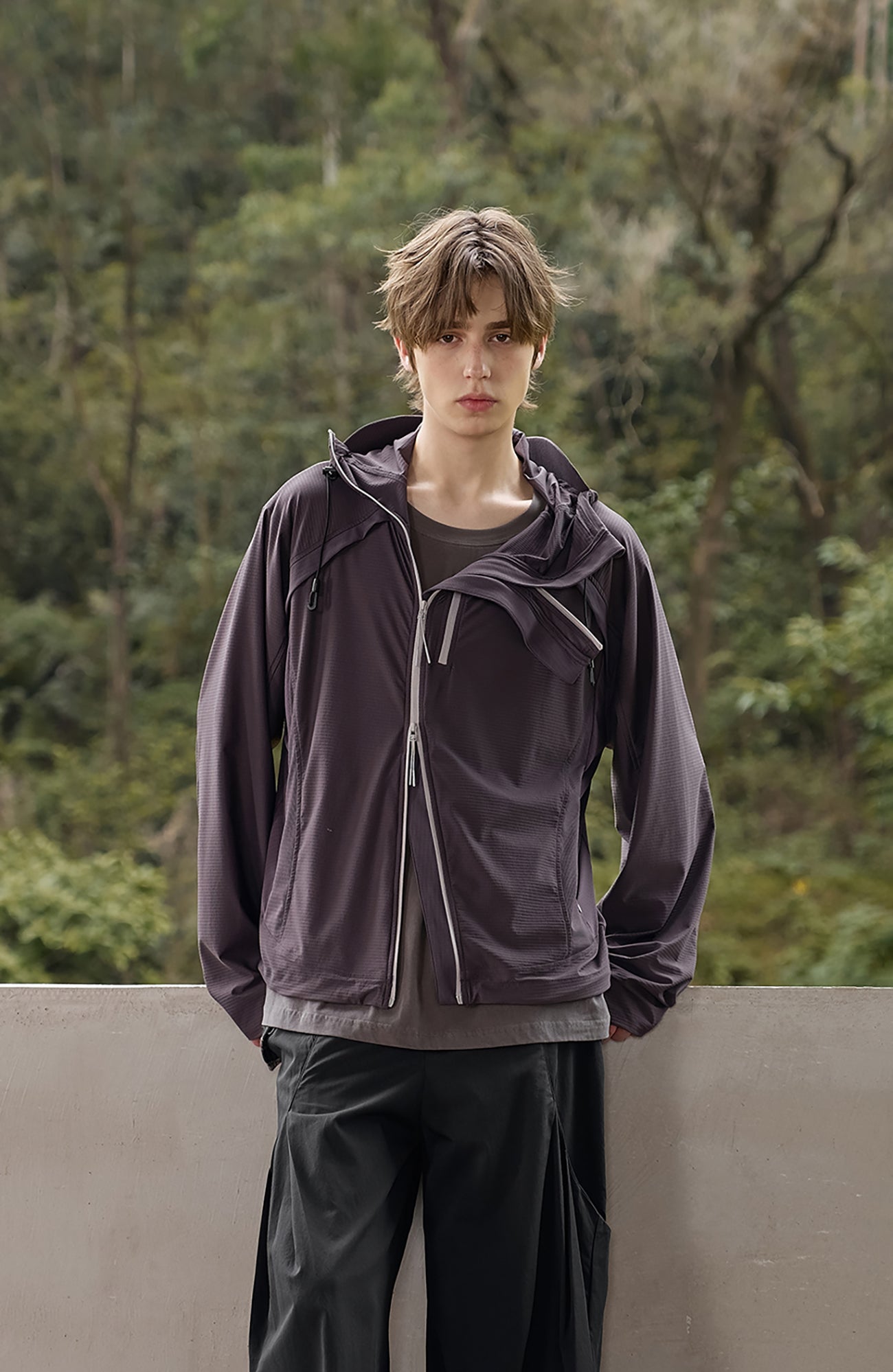 MOITIEDEPETALE Dual-Zip Cooling UV Protection Hooded Jacket-Jacket-XS-Purple-Free Shipping Leatheretro