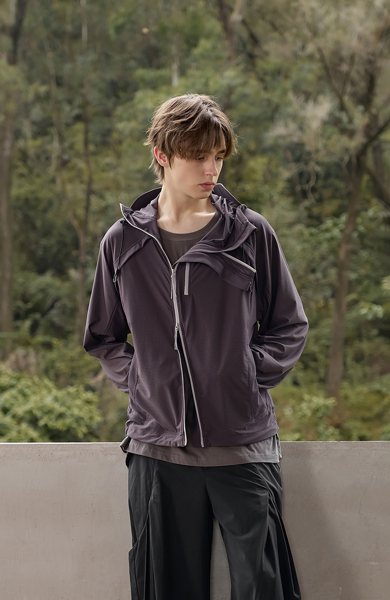 MOITIEDEPETALE Dual-Zip Cooling UV Protection Hooded Jacket-Jacket-XS-Purple-Free Shipping Leatheretro