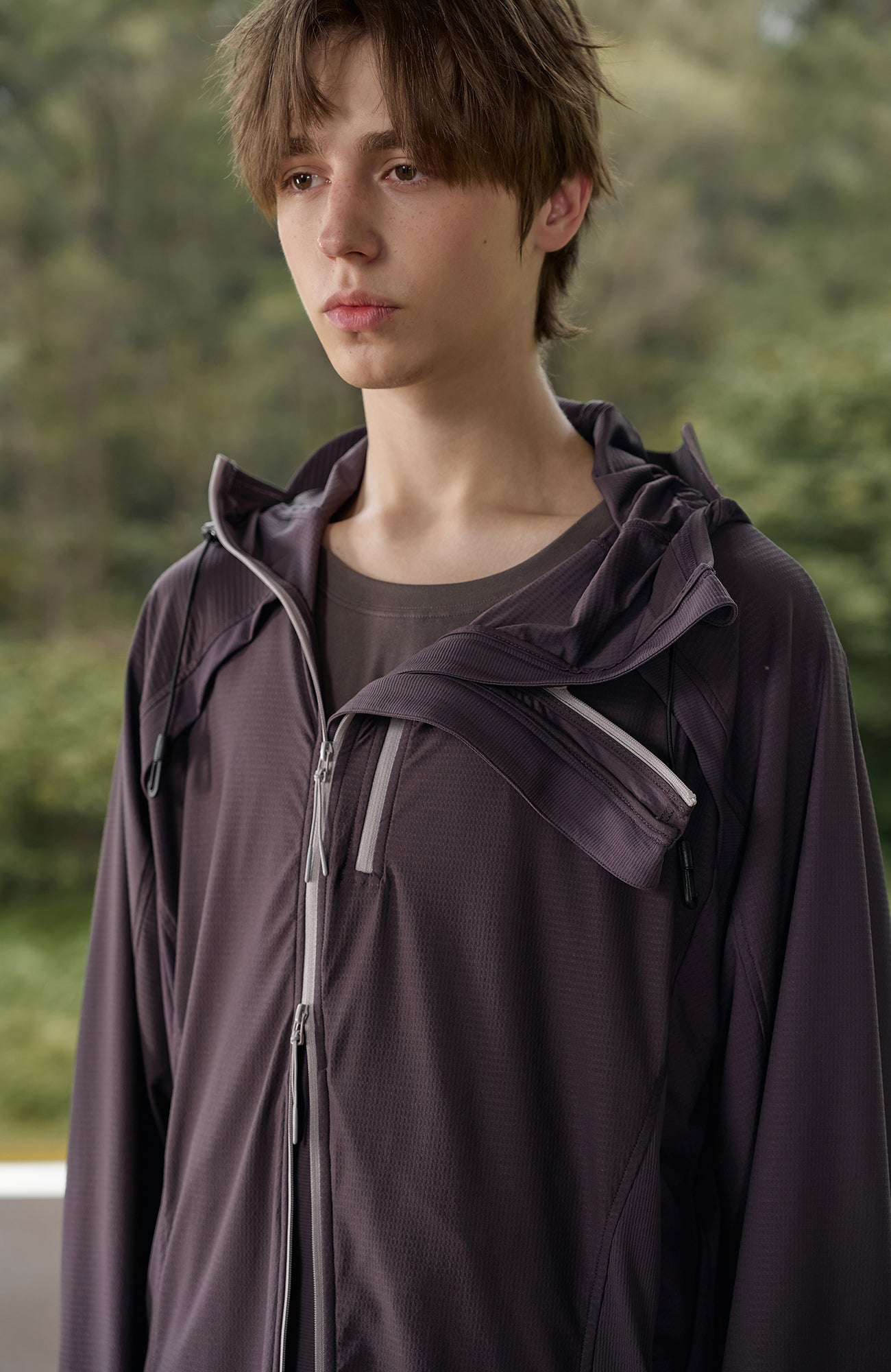 MOITIEDEPETALE Dual-Zip Cooling UV Protection Hooded Jacket-Jacket-XS-Purple-Free Shipping Leatheretro