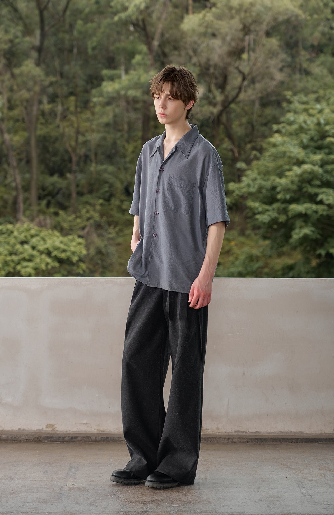 MOITIEDEPETALE Linen-Blend Wrap Belt Curved-Leg Trousers-Pants-XS (Preorder)-Free Shipping Leatheretro