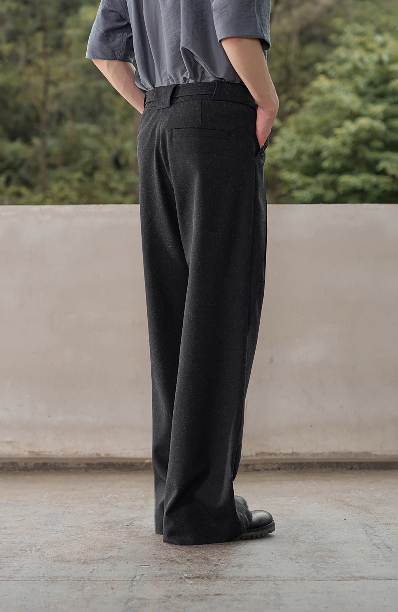 MOITIEDEPETALE Linen-Blend Wrap Belt Curved-Leg Trousers-Pants-XS (Preorder)-Free Shipping Leatheretro