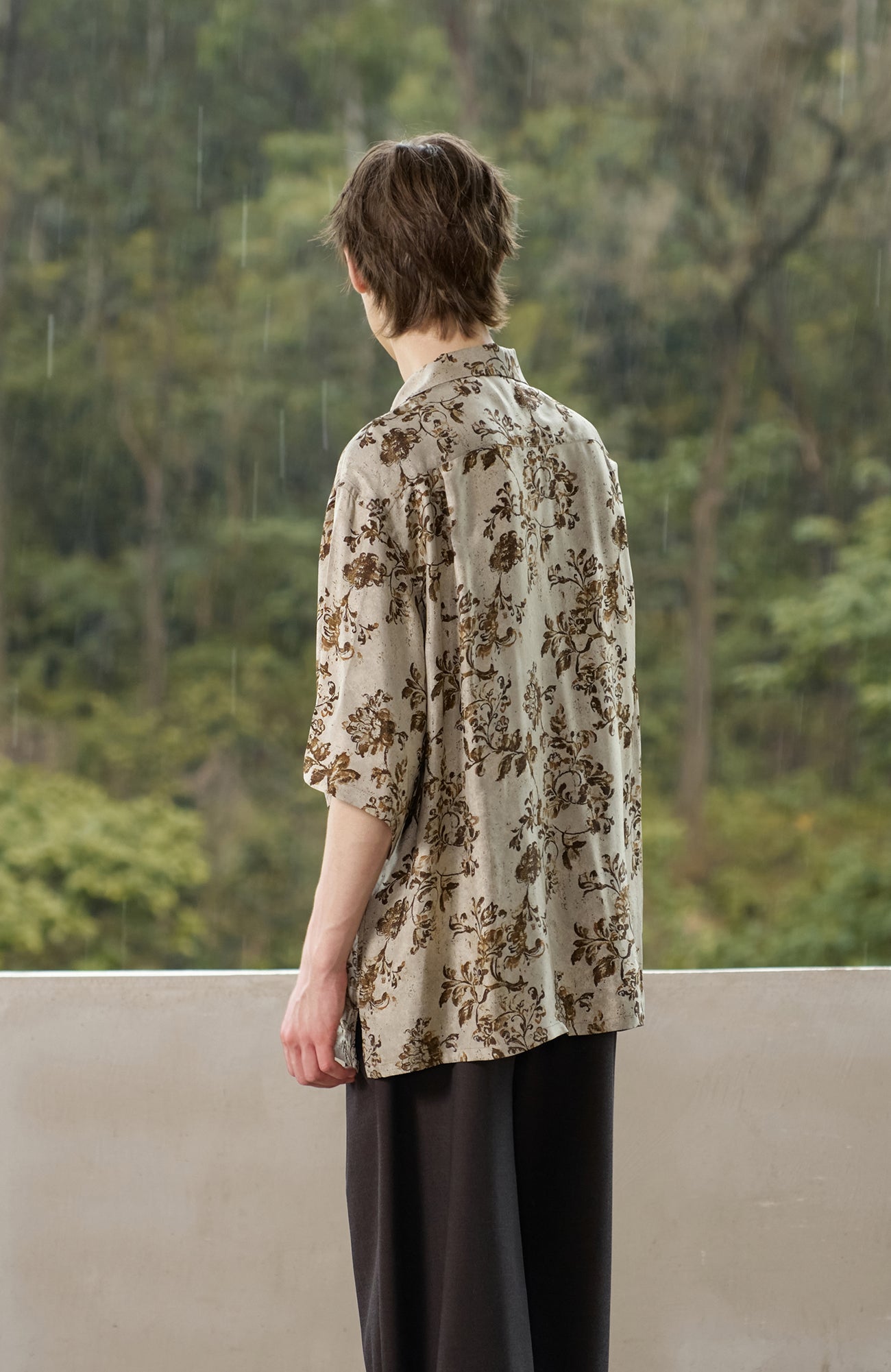 MOITIEDEPETALE Retro Floral Cupro-Blend Half Shirt-Half shirt-XS (Preorder)-Free Shipping Leatheretro