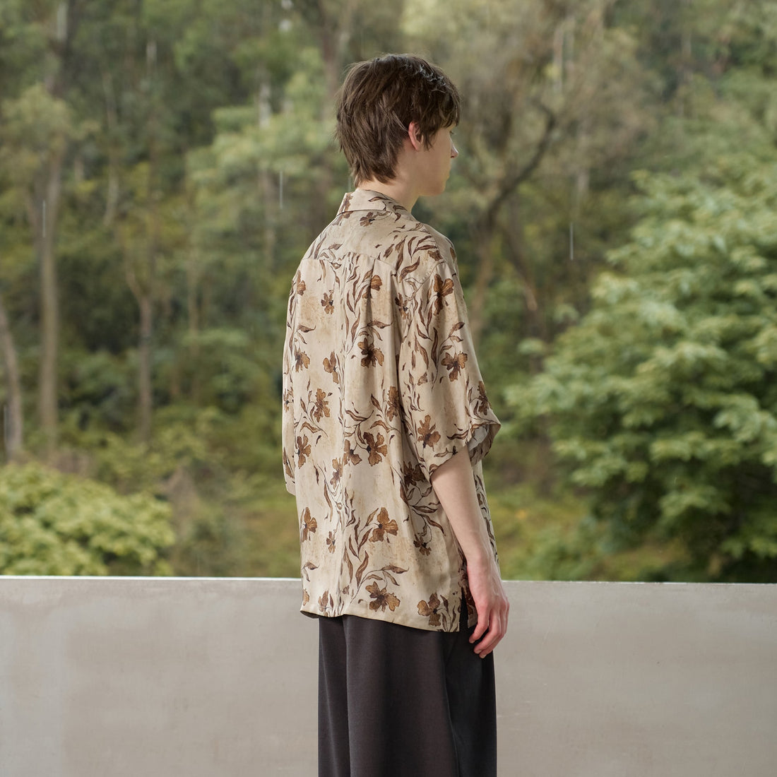 MOITIEDEPETALE Retro Botanical Cupro-Blend Half Shirt-Half shirt-XS (Preorder)-Free Shipping Leatheretro
