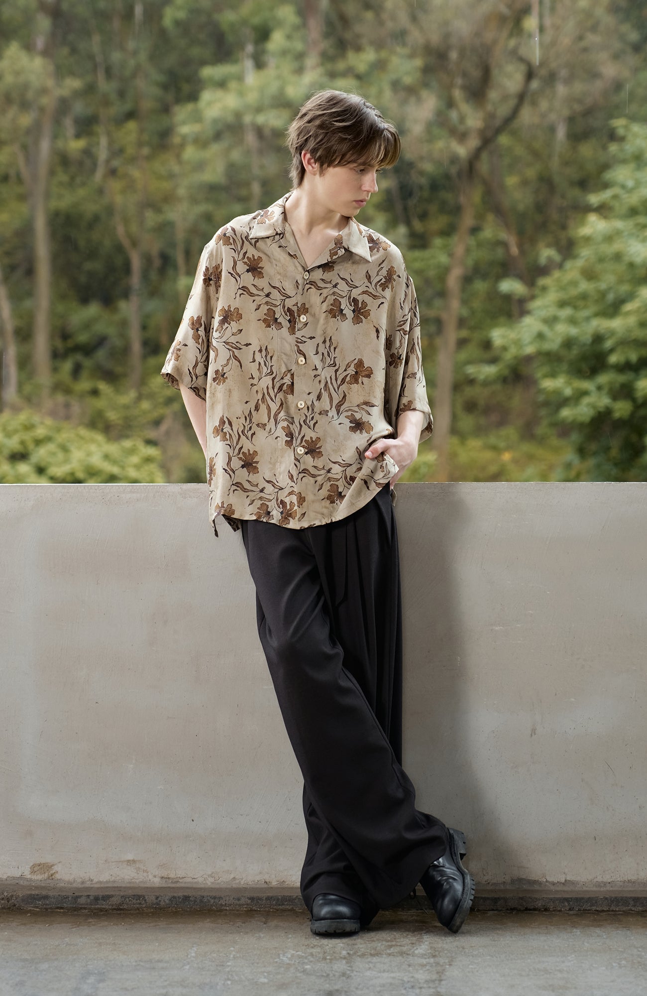 MOITIEDEPETALE Retro Botanical Cupro-Blend Half Shirt-Half shirt-XS (Preorder)-Free Shipping Leatheretro