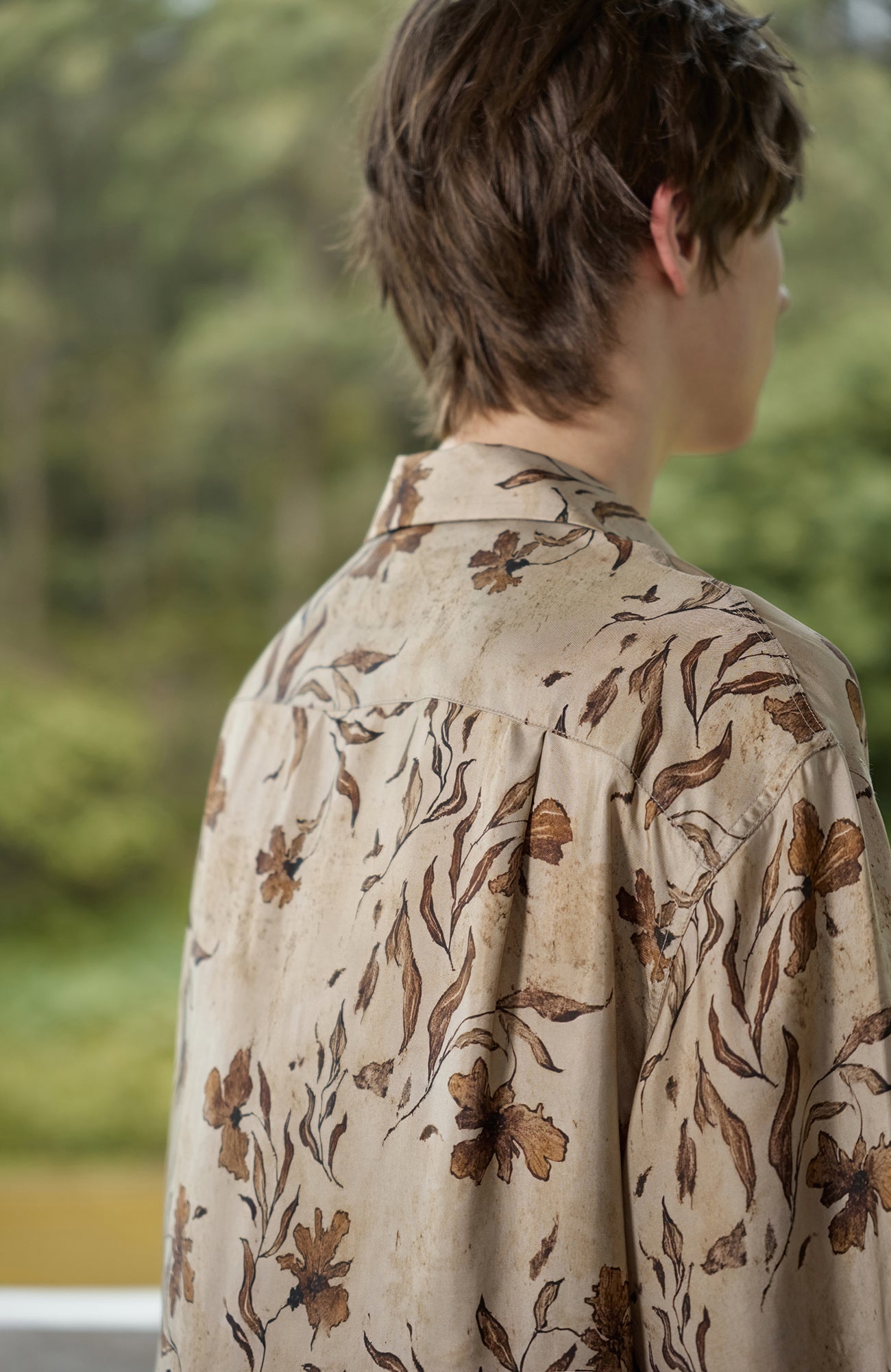 MOITIEDEPETALE Retro Botanical Cupro-Blend Half Shirt-Half shirt-XS (Preorder)-Free Shipping Leatheretro