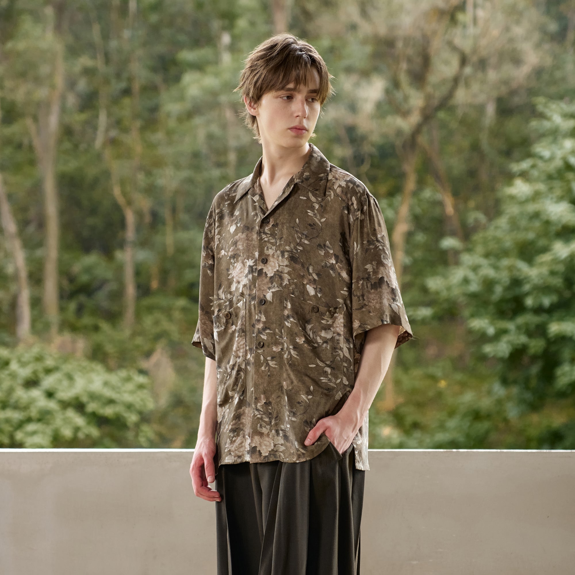 MOITIEDEPETALE Retro Vine Cupro-Blend Half Shirt-Half shirt-XS (Preorder)-Free Shipping Leatheretro