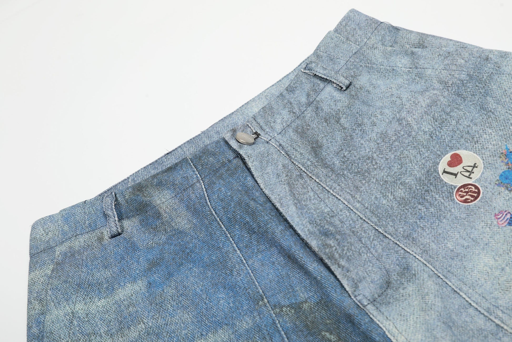 CLP Whimsical Distressed Stickers Cargo Denim Shorts-Shorts-S-Free Shipping Leatheretro