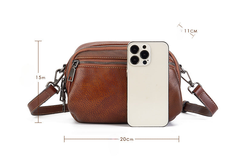 Vintage Distressed Leather Shoulder Bag-Handbags-Brown-Free Shipping Leatheretro