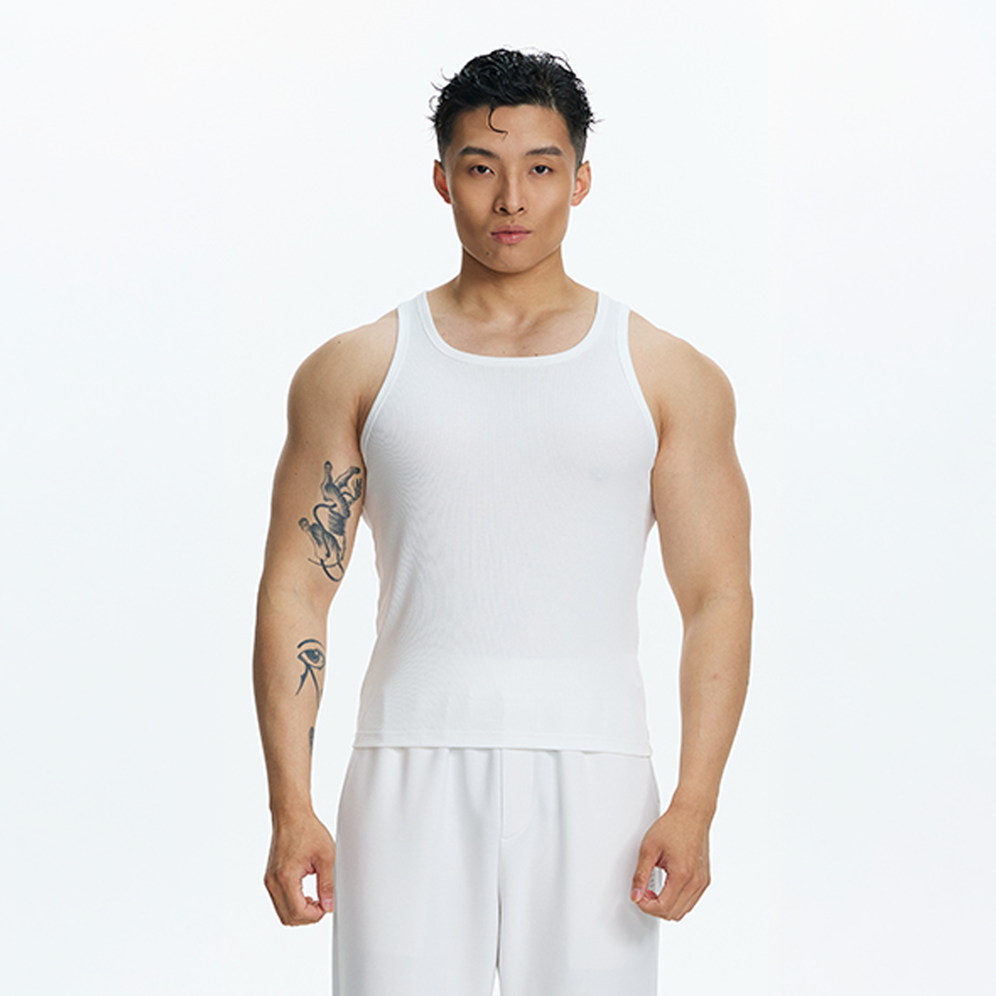 PUMPPLUS Ribbed Quick-Dry Slim Tank Top-Tank Top-M-White-Free Shipping Leatheretro