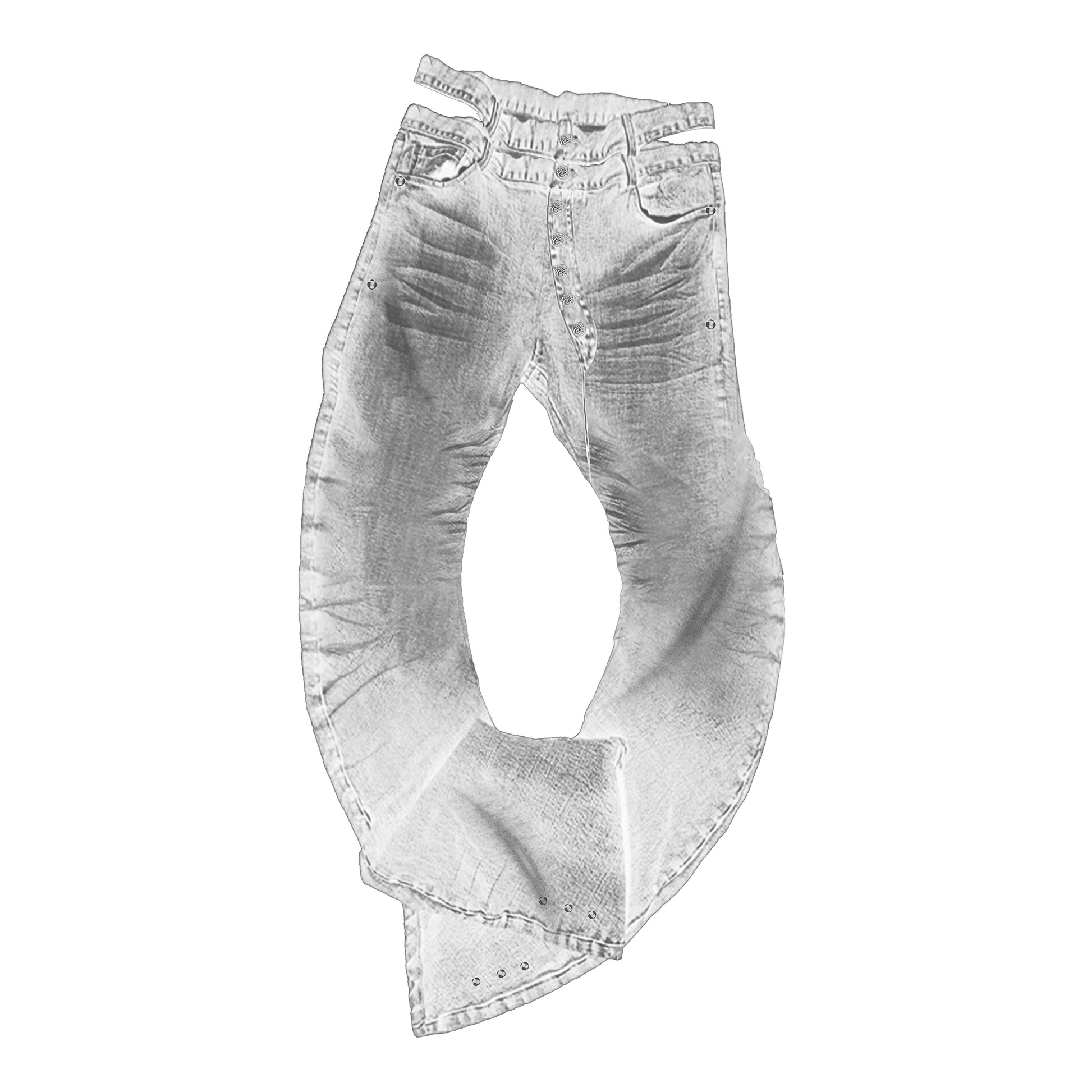PAIKI Sword Slash Washed Curved Jeans-Jeans-S / 31"-Black (Preorder)-Free Shipping Leatheretro