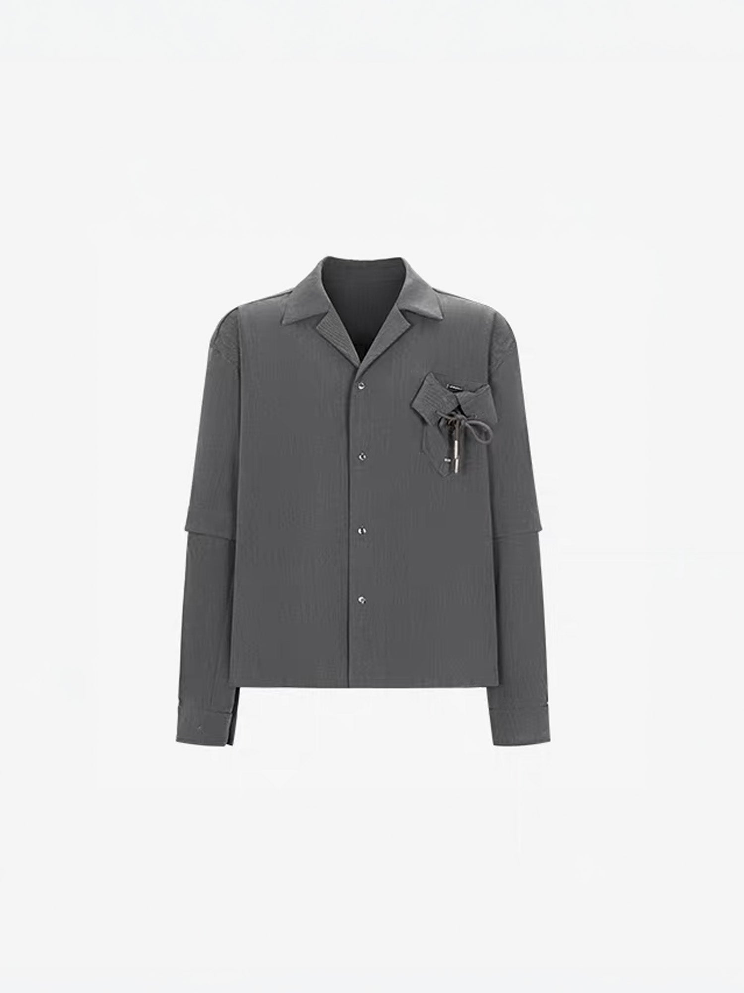 TIWILLTANG Detachable-Sleeve Tie-Pocket Shirt-Jacket-S-Blue-Free Shipping Leatheretro