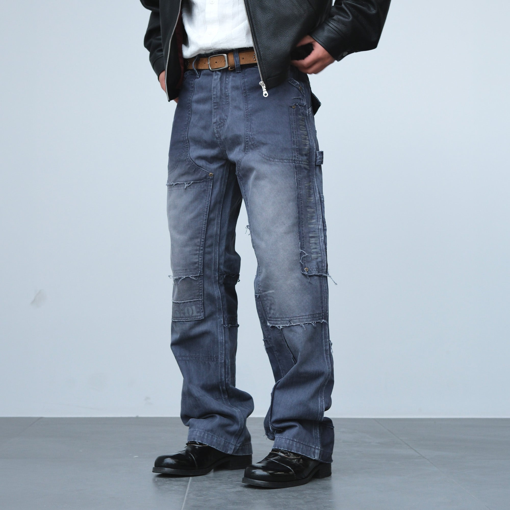 NEIGBORL Retro Distressed Paneled Cargo Pants-Pants-S-Green-Free Shipping Leatheretro