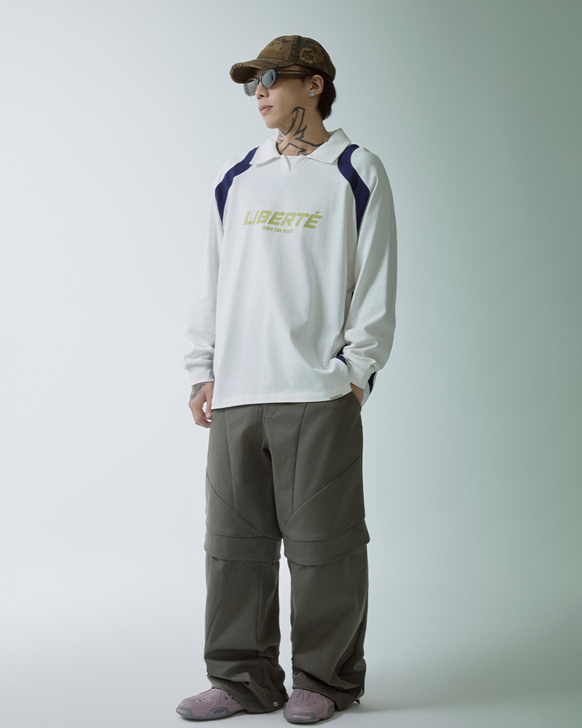 F2CE Retro Deconstructed Raglan Long-Sleeve Tee-L/S Tee-S-Black-Free Shipping Leatheretro