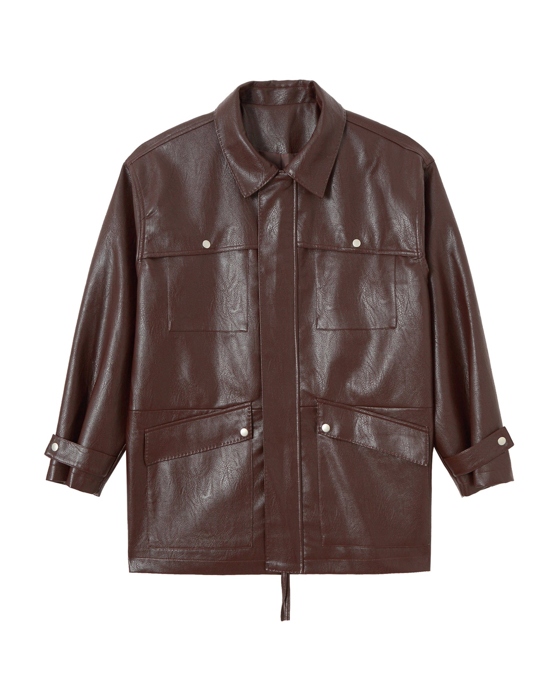 CLP Big Pocket Oversized Faux Leather Jacket-Jacket-S-Free Shipping Leatheretro