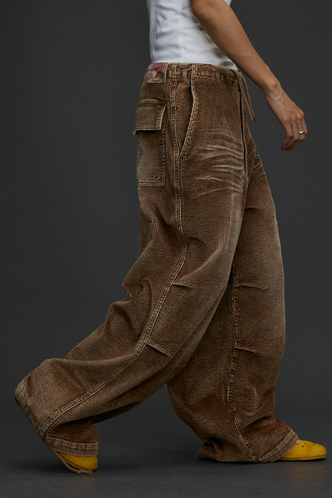 NIANJIUYIKOUER Washed Distressed Corduroy Wide-Leg Pants-Pants-XS-Free Shipping Leatheretro