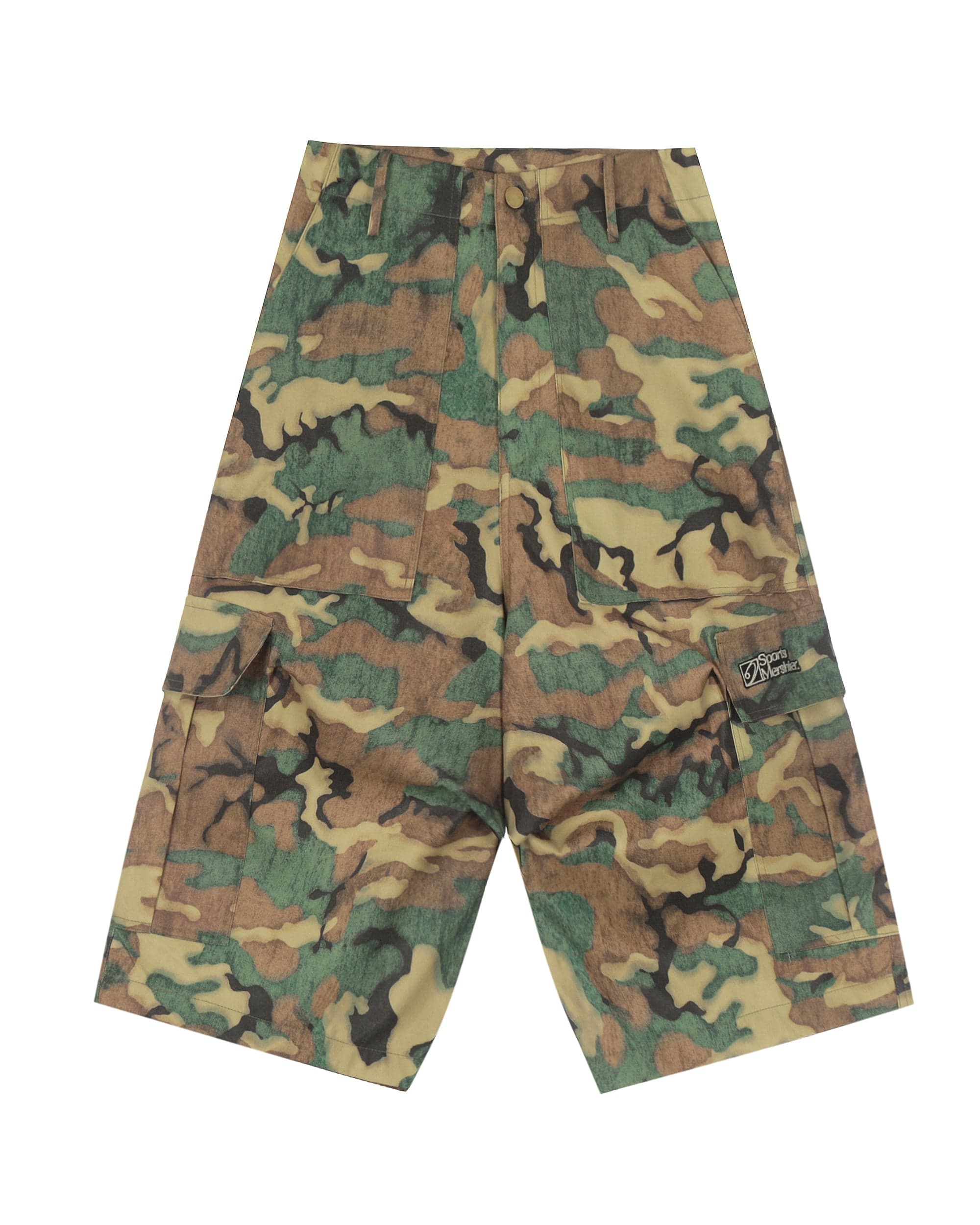CLP Washed Crinkled Camo Cargo Shorts-Shorts-S-Free Shipping Leatheretro