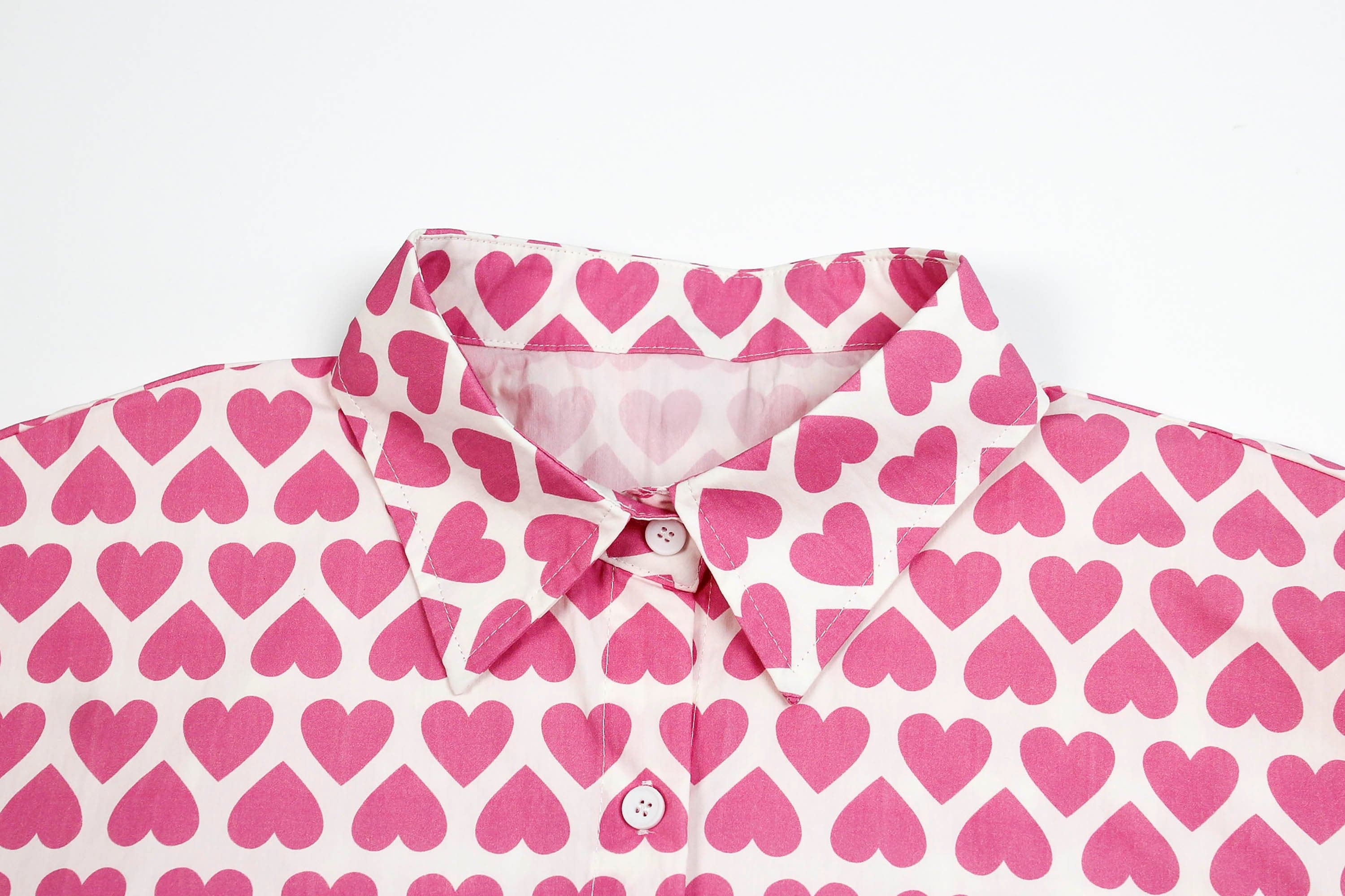 CLP Pink Heart Full-Print Shirt-Shirt-M-Free Shipping Leatheretro