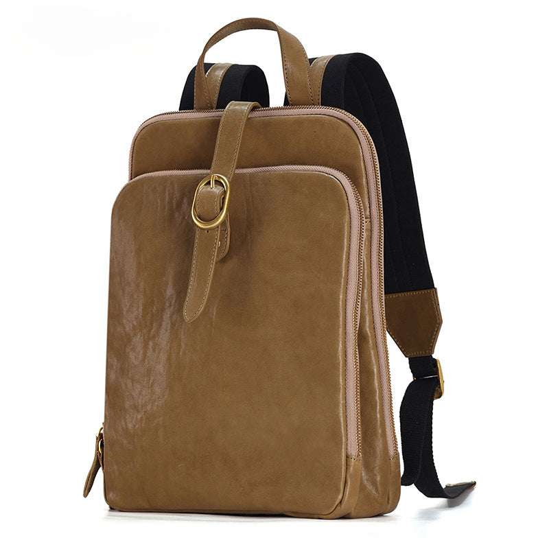 Luxury Vintage Vegetable-Tanned Leather Backpack for Women-Backpack-Black-27*10*36cm-Free Shipping Leatheretro
