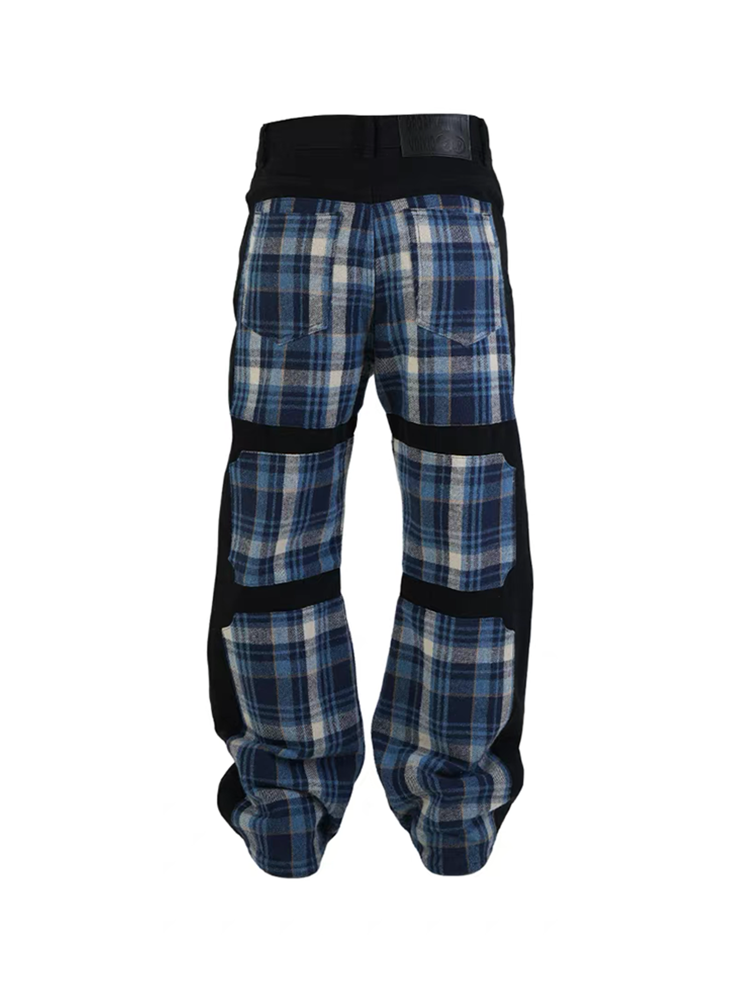 VINKID Plaid Paneled Wide-Leg Jeans-Jeans-S / 31"-Free Shipping Leatheretro