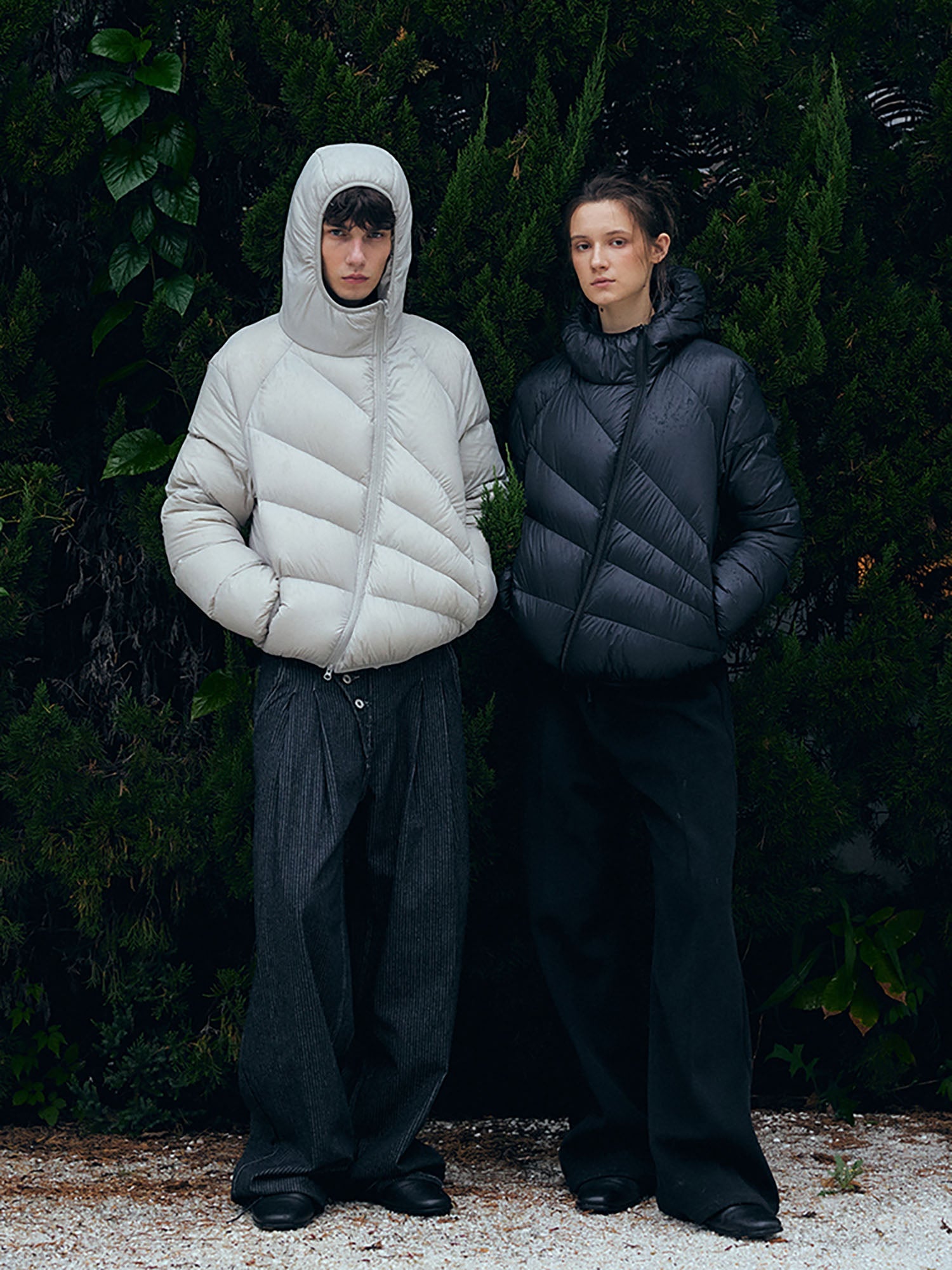 KREATE Asymmetrical Quilted Hooded Down Jacket-Jacket-S-Apricot-Free Shipping Leatheretro