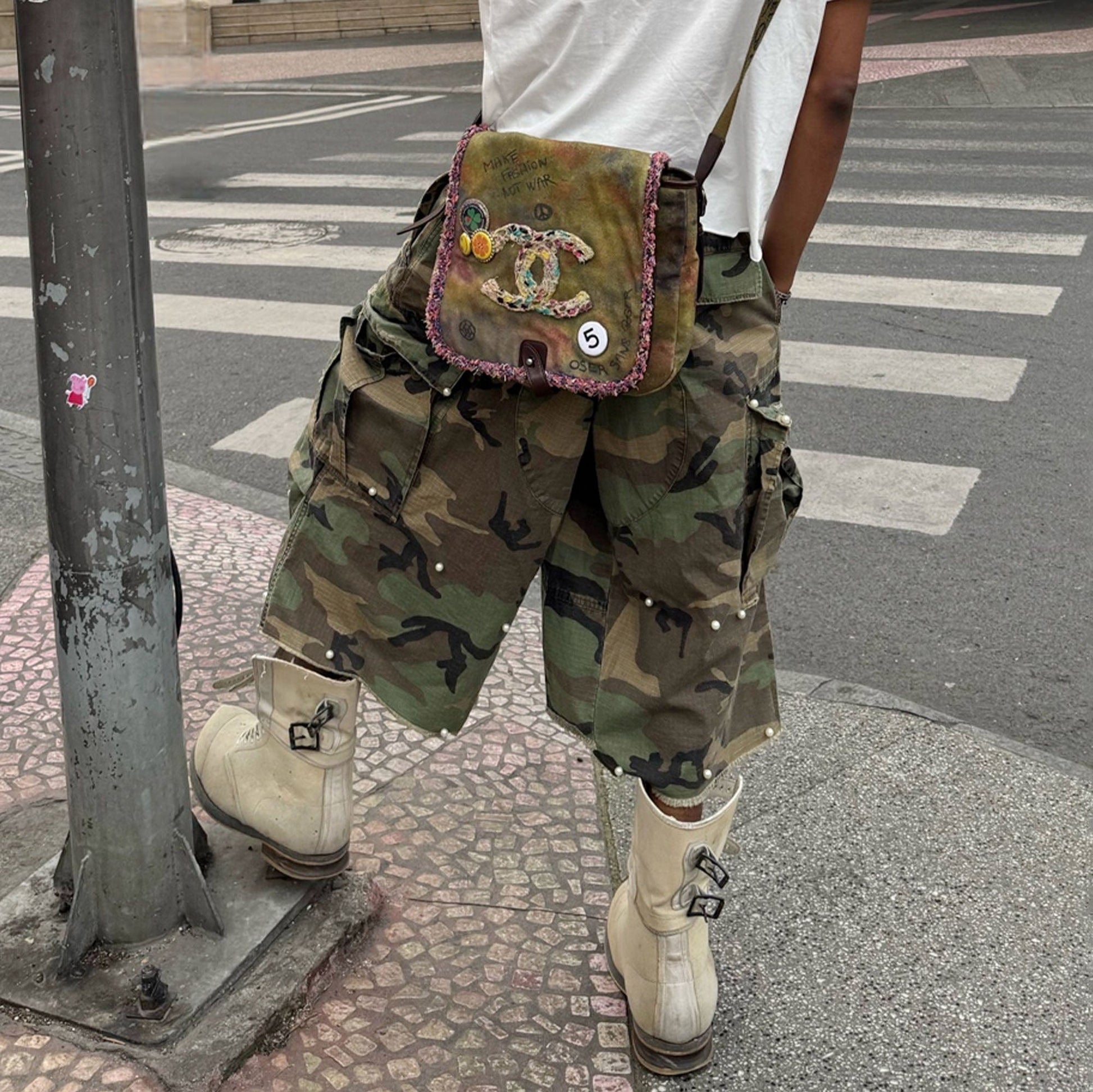 STEEPC Camo Pearl Multi-Pocket Rippled Shorts-Shorts-S-Free Shipping Leatheretro