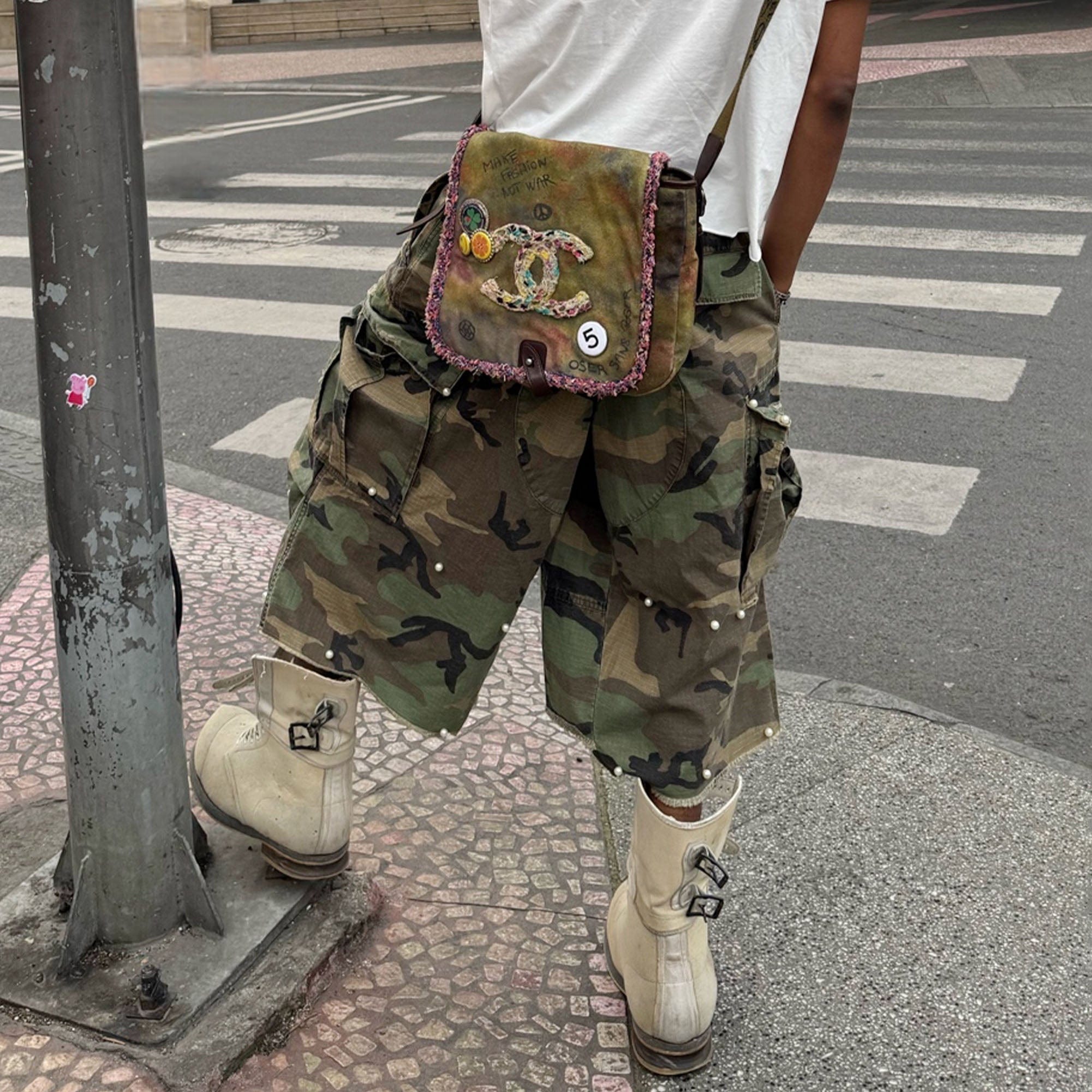 STEEPC Camo Pearl Multi-Pocket Rippled Shorts-Shorts-S-Free Shipping Leatheretro