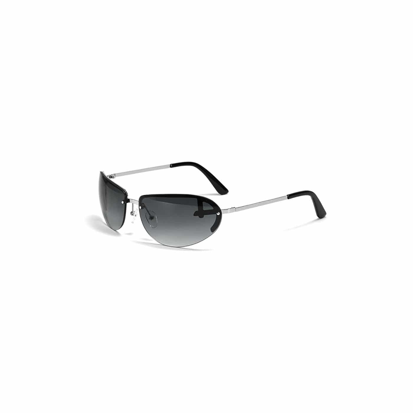 DAMAGE ASIA OPTICALS Semi-Rim Oval Sunglasses-Sunglasses-One Size-White-Free Shipping Leatheretro