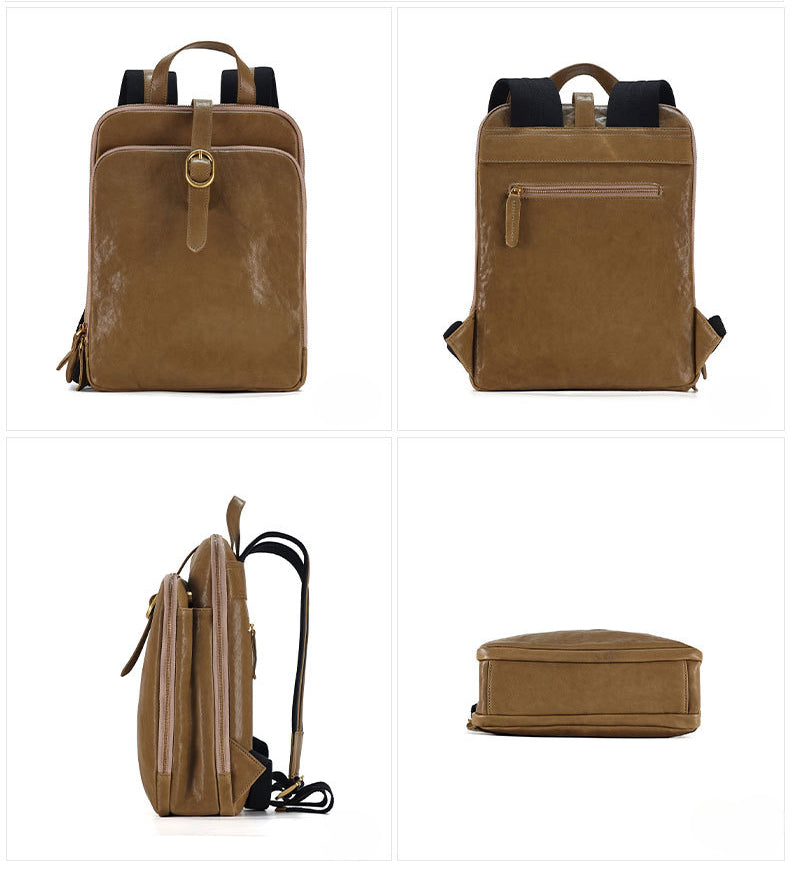 Luxury Vintage Vegetable-Tanned Leather Backpack for Women-Backpack-Black-27*10*36cm-Free Shipping Leatheretro