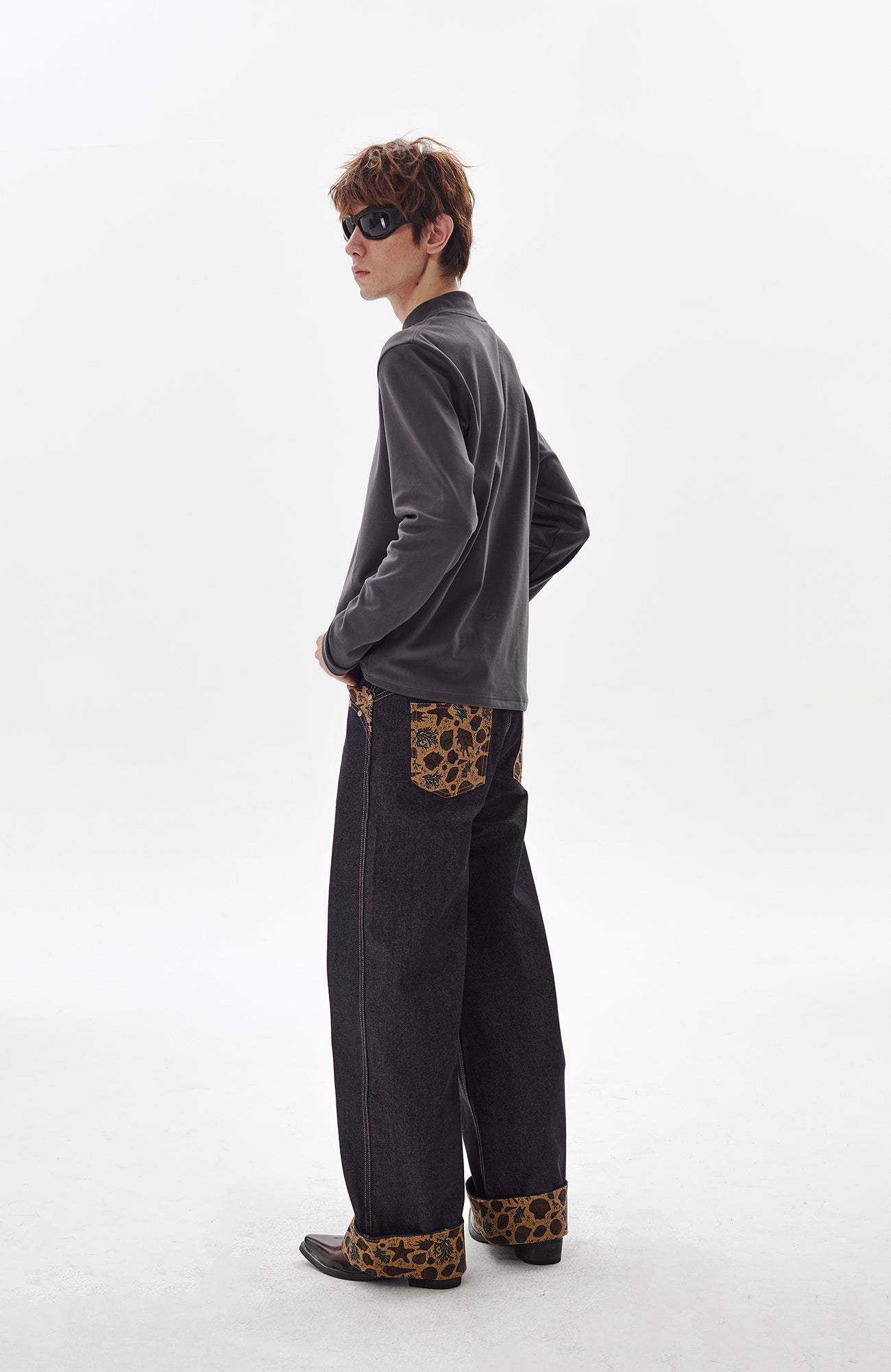 PASET Barn Cuffed Wide-Leg Jeans-Jeans-S / 27"-Free Shipping Leatheretro