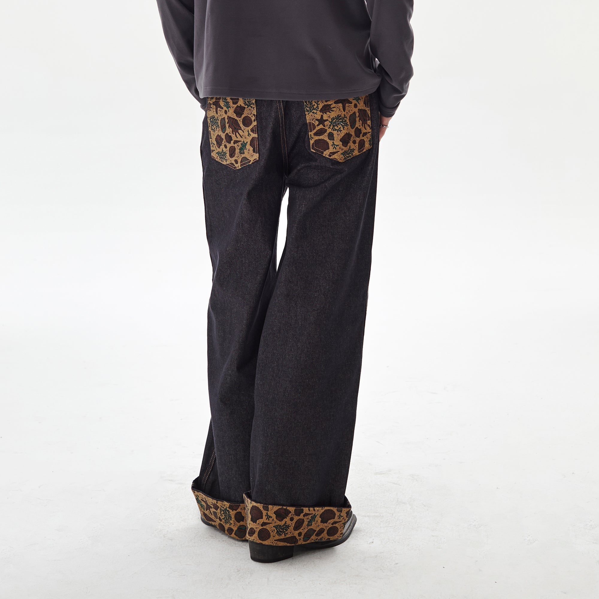 PASET Barn Cuffed Wide-Leg Jeans-Jeans-S / 27"-Free Shipping Leatheretro