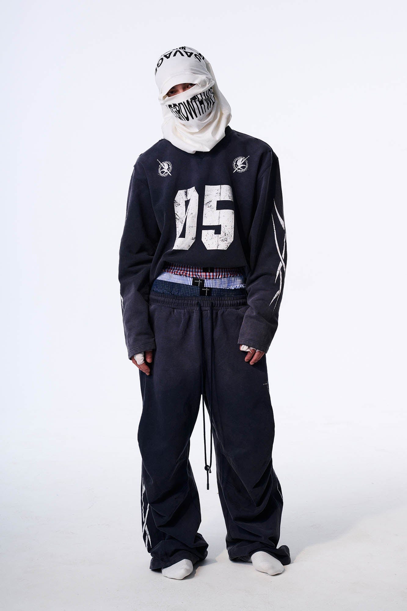 SAVAGEGROWTHWORLD No.5 Distressed Long-Sleeve Tee-L/S Tee-S-Blue-Free Shipping Leatheretro