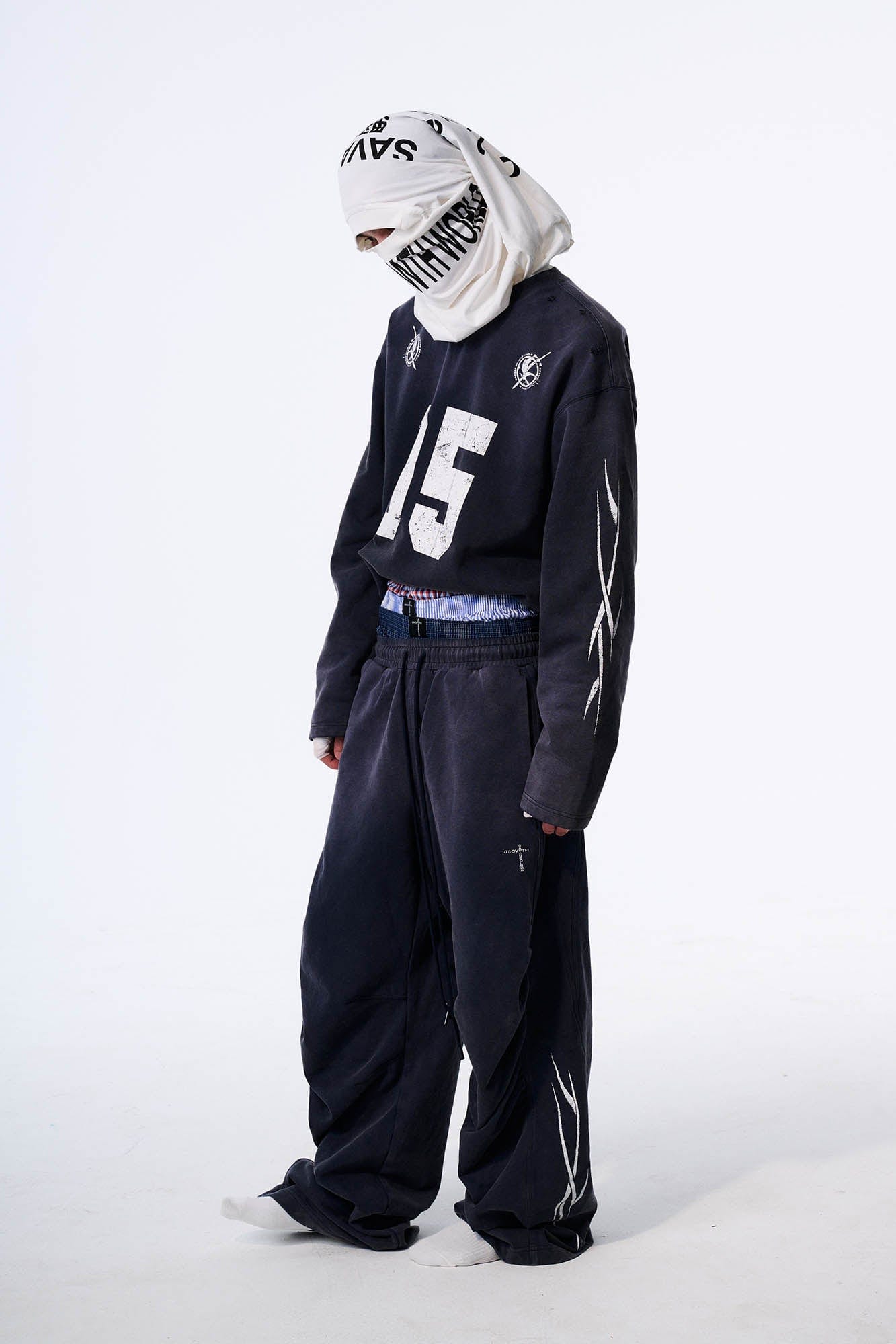 SAVAGEGROWTHWORLD Distressed Pleated Drawstring Baggy Pants-Pants-S-Blue-Free Shipping Leatheretro