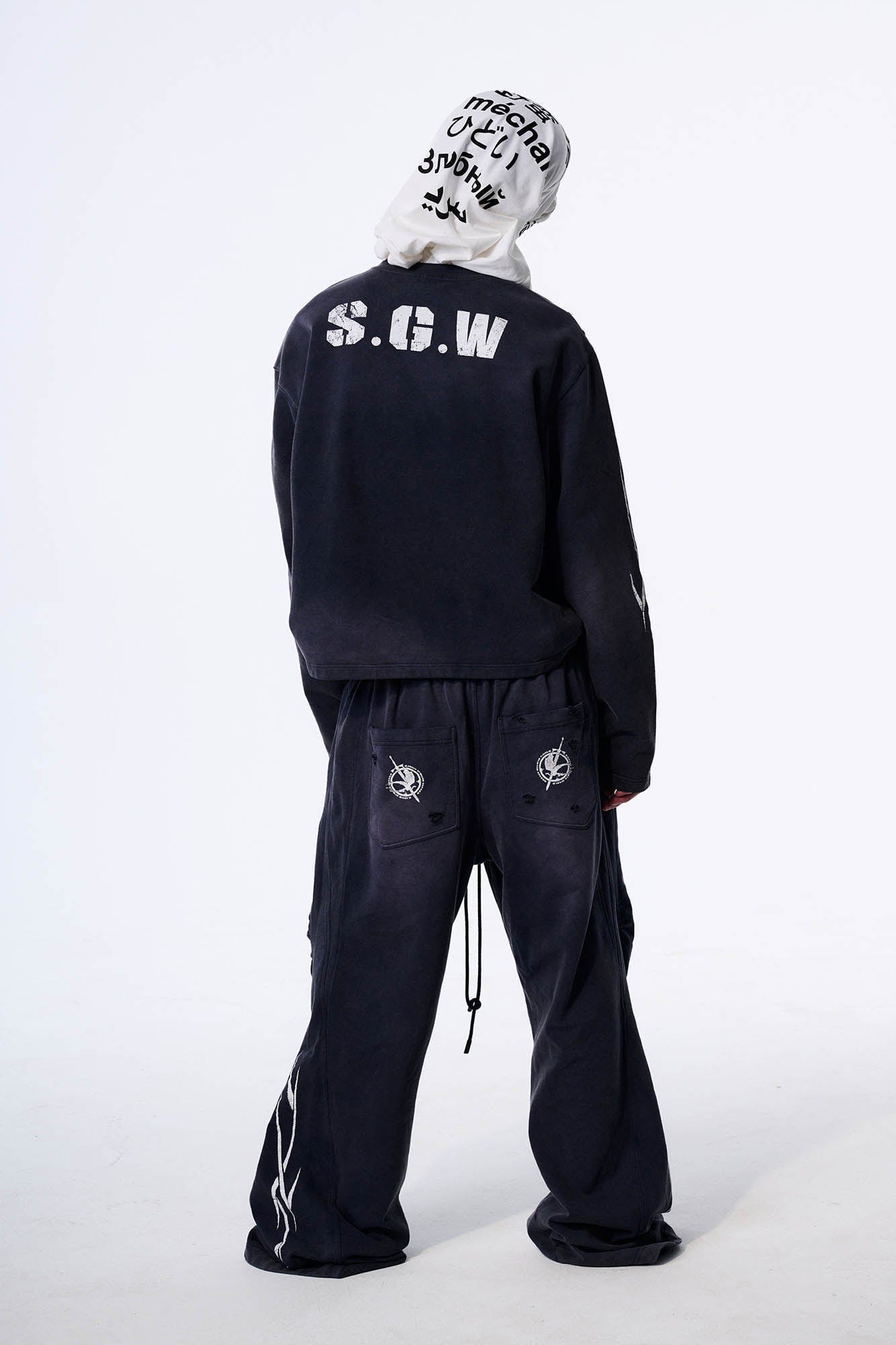 SAVAGEGROWTHWORLD Distressed Pleated Drawstring Baggy Pants-Pants-S-Blue-Free Shipping Leatheretro
