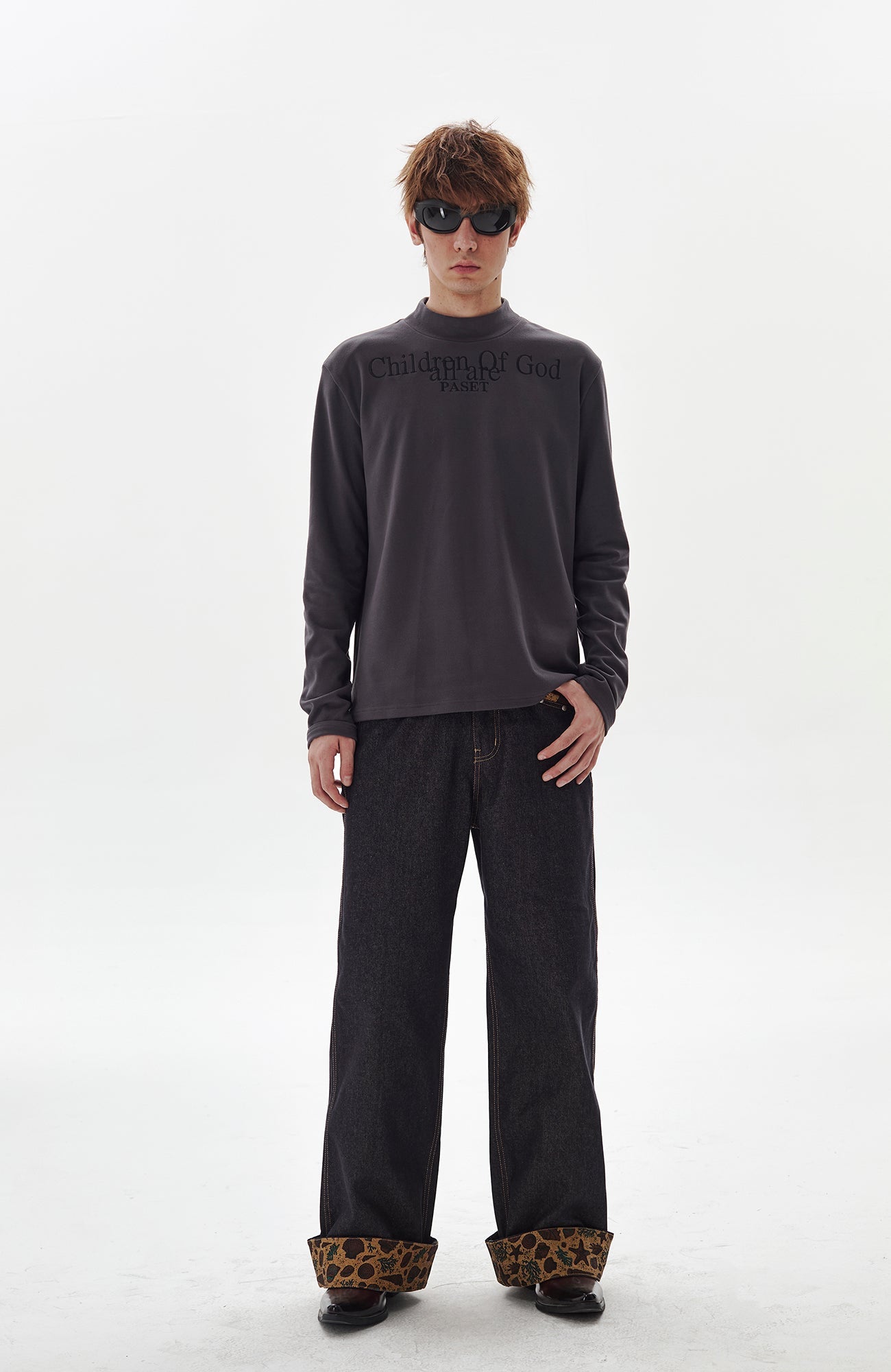 PASET Barn Cuffed Wide-Leg Jeans-Jeans-S / 27"-Free Shipping Leatheretro