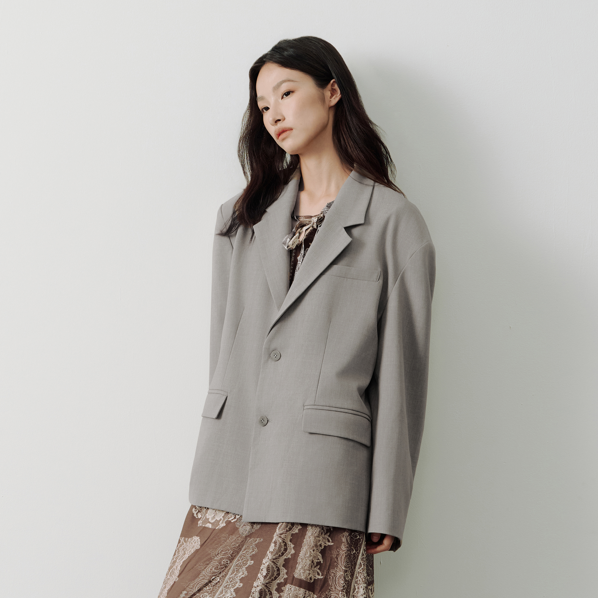 SAME FLOW Classic V-Neck Tailored Blazer-Jacket-S-Free Shipping Leatheretro
