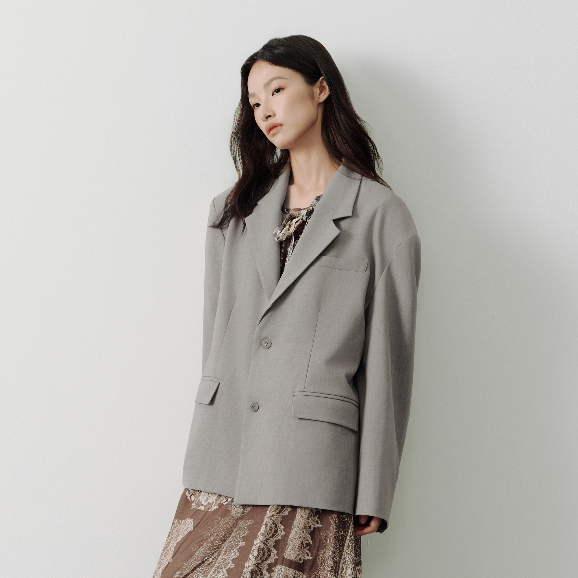 SAME FLOW Classic V-Neck Tailored Blazer-Jacket-S-Free Shipping Leatheretro