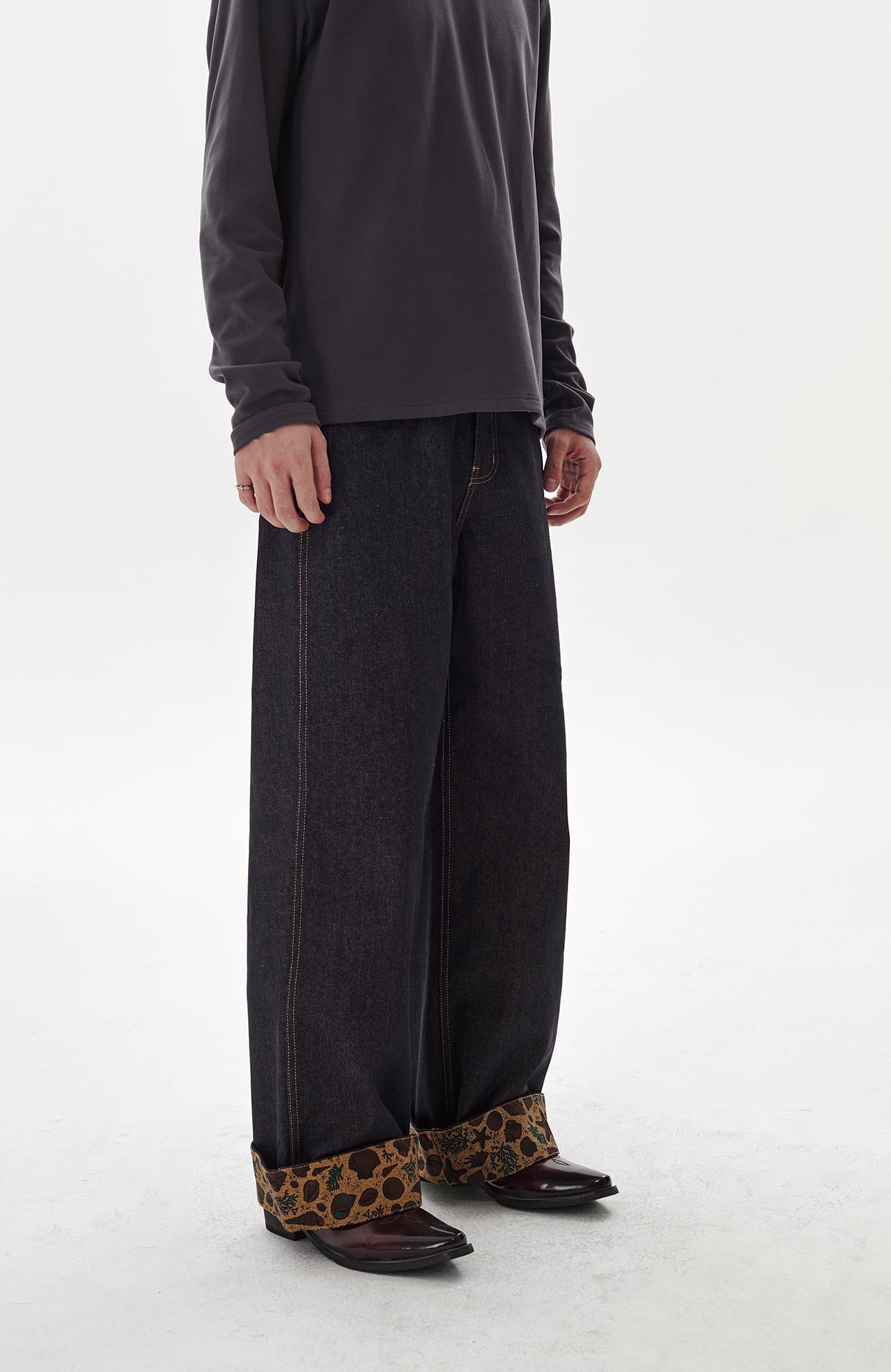 PASET Barn Cuffed Wide-Leg Jeans-Jeans-S / 27"-Free Shipping Leatheretro