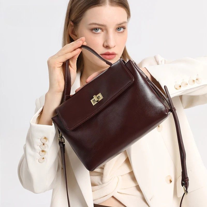 Leather Handbag Fashion Crossbody Bags-Handbags-Brown-Free Shipping Leatheretro