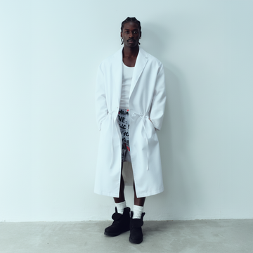 KADAKADA Bear-Tag Waist-Drawstring Trench-Jacket-M-Free Shipping Leatheretro