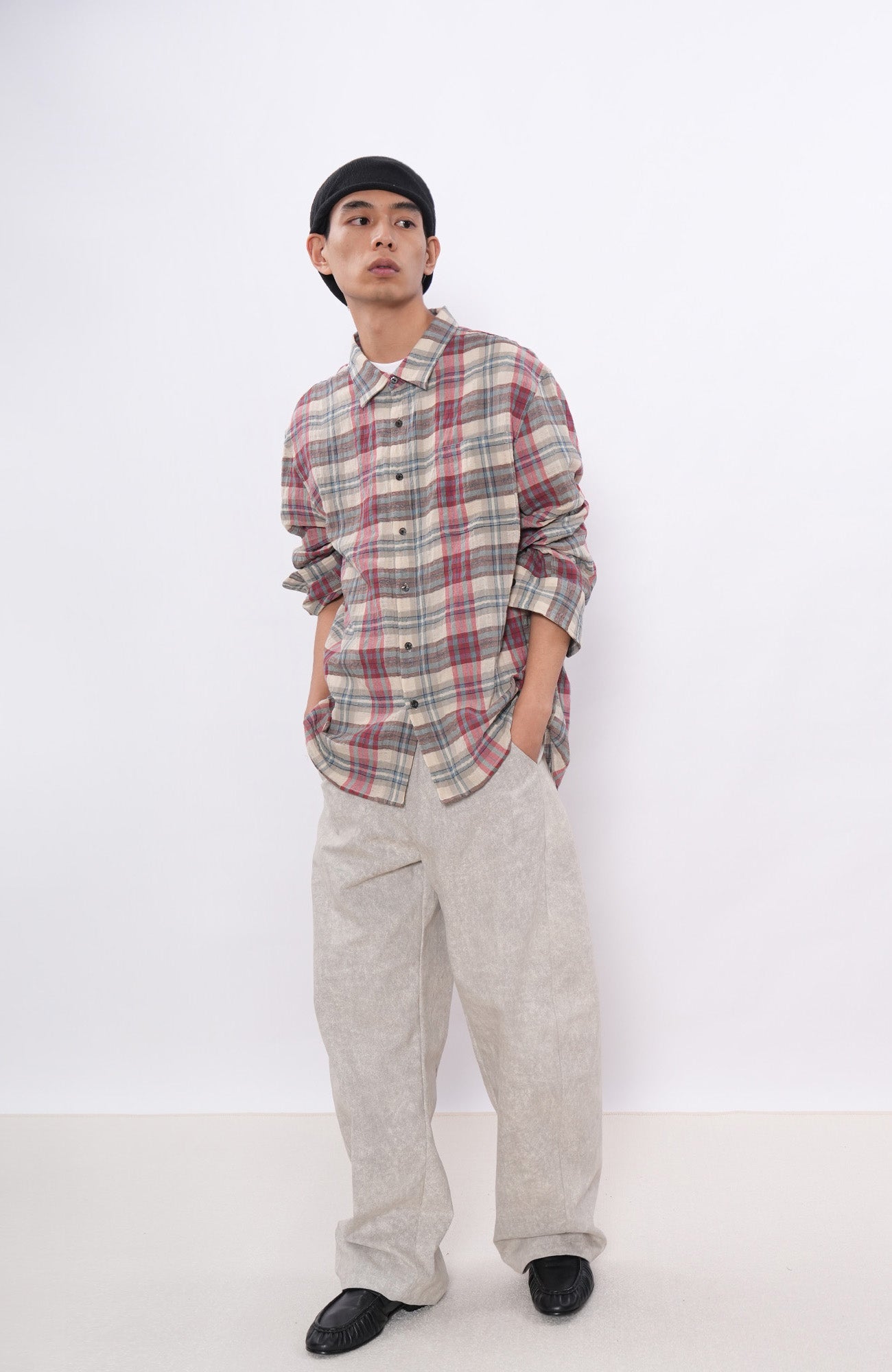 7440 37 1 Retro Linen-Blend Plaid Overshirt-Shirt-S (Preorder)-Free Shipping Leatheretro