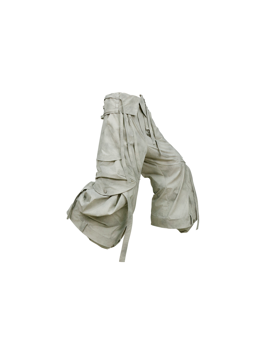 RELABEL Detachable Ruched Inverted Waist Cargo Pants-Pants-XS (Preorder)-Black-Free Shipping Leatheretro