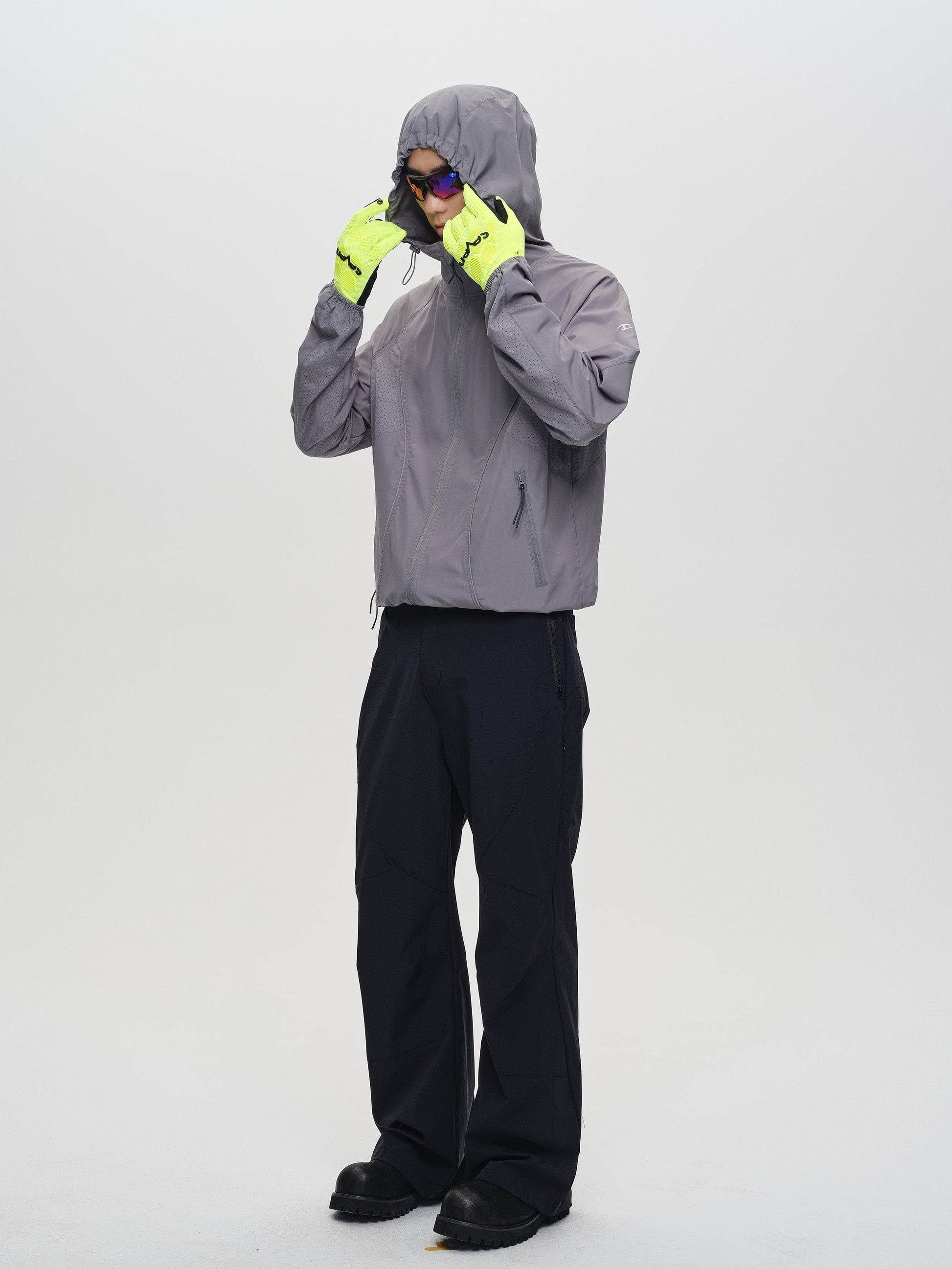 CATSSTAC Spliced Laser-Perforated Waterproof UV Production Hooded Jacket-Jacket-Black-M-Free Shipping Leatheretro