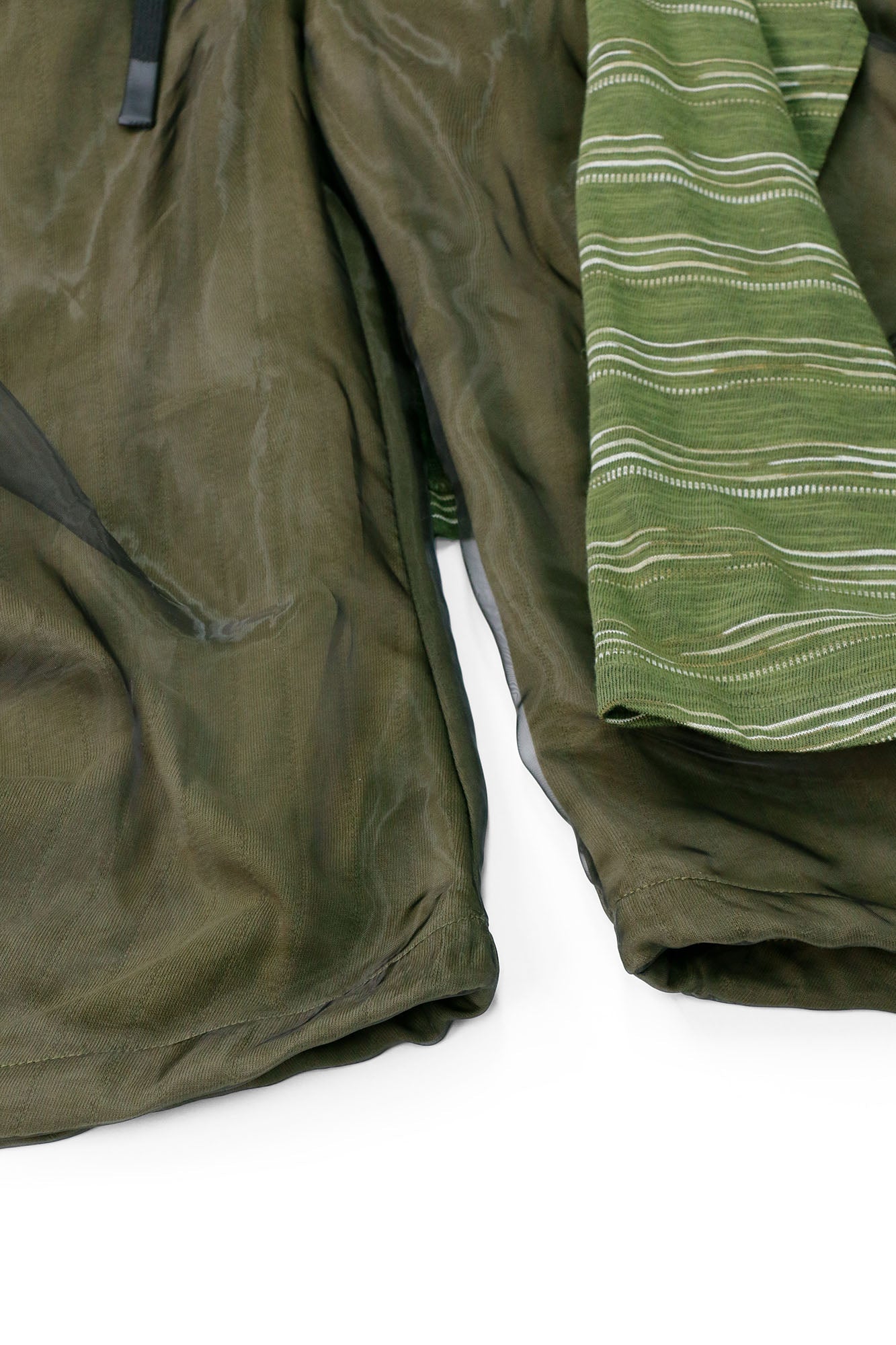 RELABEL Detachable Striped Drape Ruched Oversized Shorts Green-Shorts-XS (Preorder)-Free Shipping Leatheretro