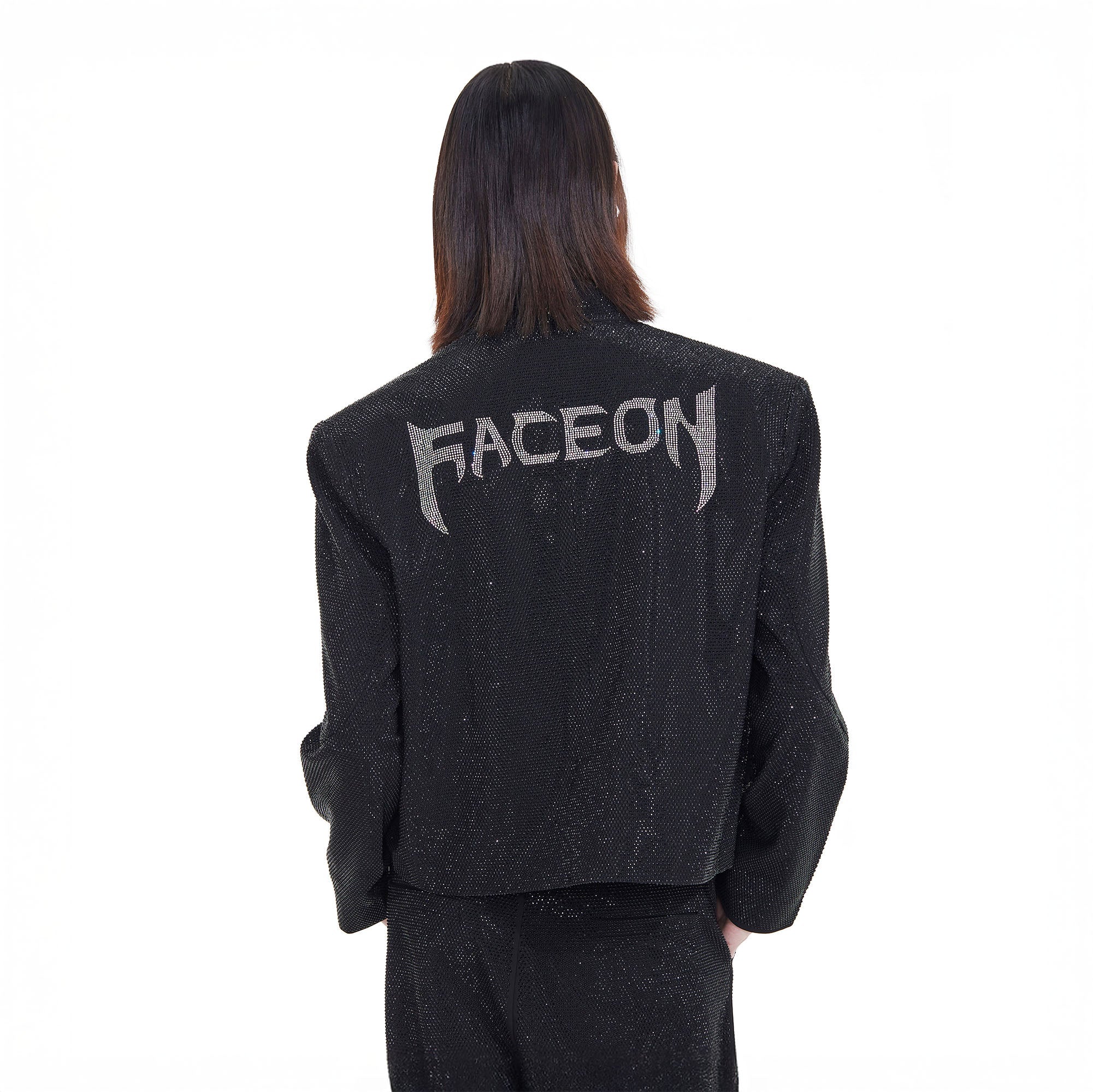 FACEONLAB Diamond LOGO Back Mandarin Collar Jacket-Jacket-M (Preorder)-Free Shipping Leatheretro