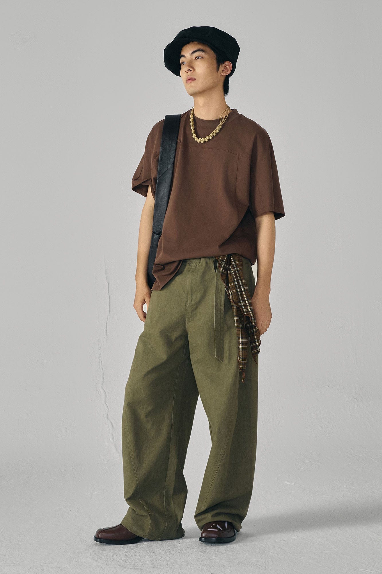 GONGHE REPUB Arc Spliced Strap Belt Pants-Pants-XS-White-Free Shipping Leatheretro
